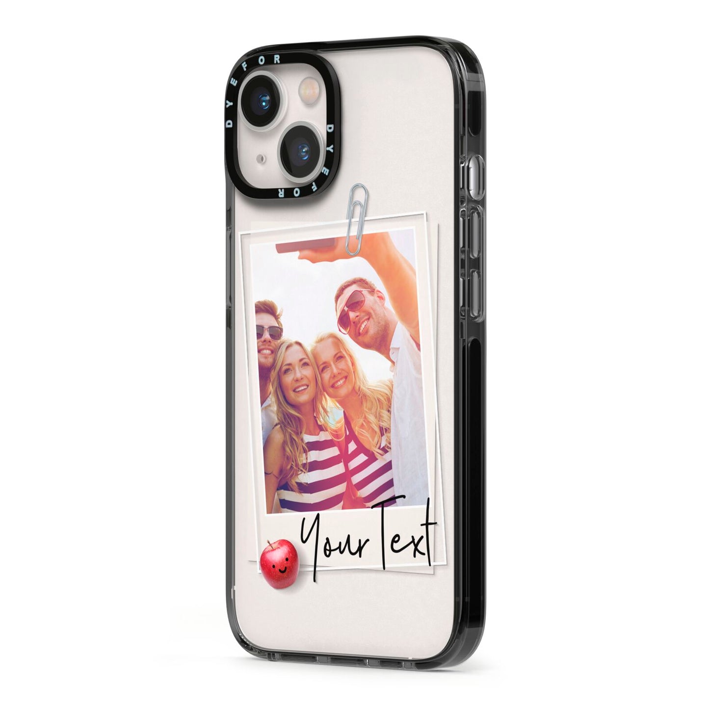 Photograph and Name iPhone 13 Black Impact Case Side Angle on Silver phone