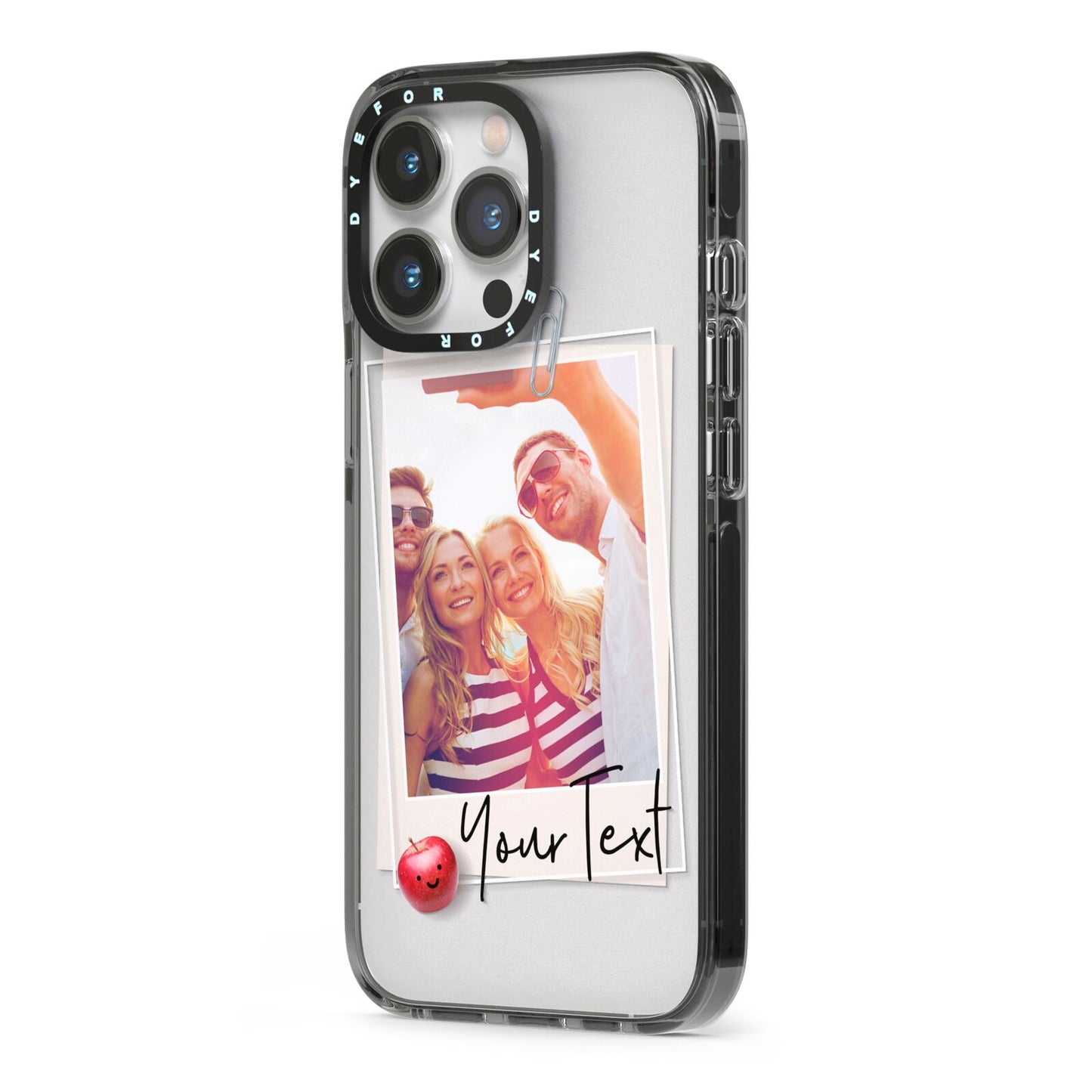 Photograph and Name iPhone 13 Pro Black Impact Case Side Angle on Silver phone