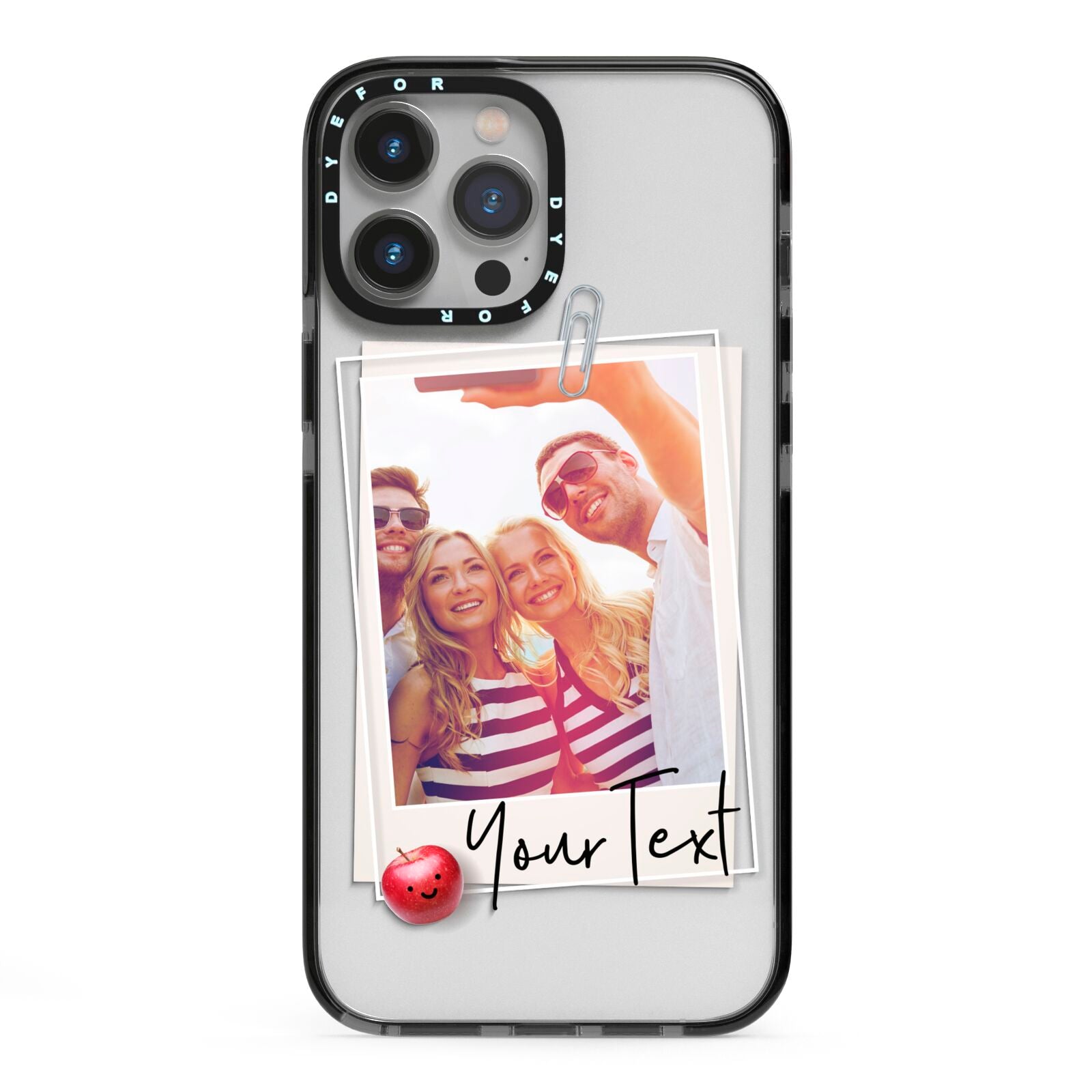 Photograph and Name iPhone 13 Pro Max Black Impact Case on Silver phone