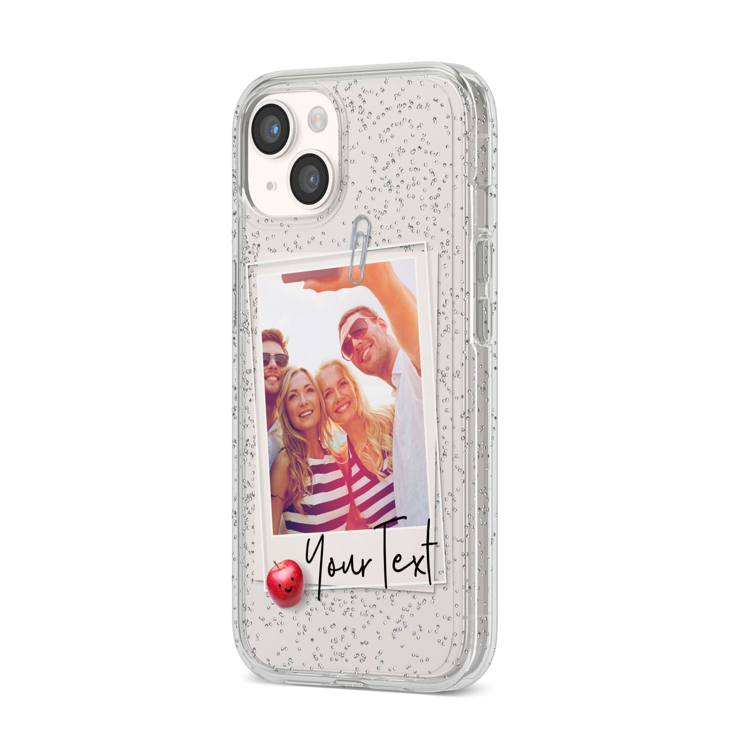 Photograph and Name iPhone 14 Glitter Tough Case Starlight Angled Image