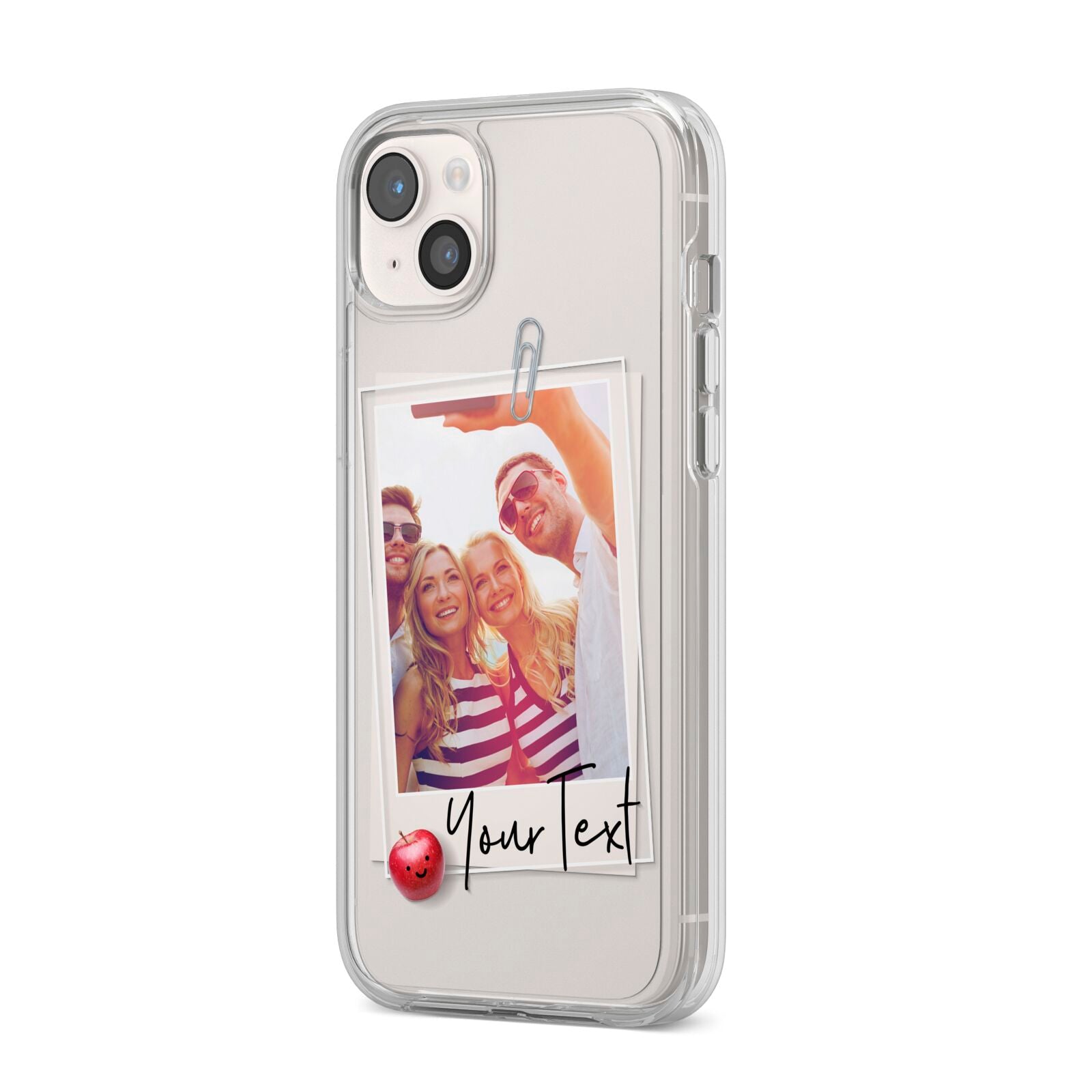 Photograph and Name iPhone 14 Plus Clear Tough Case Starlight Angled Image