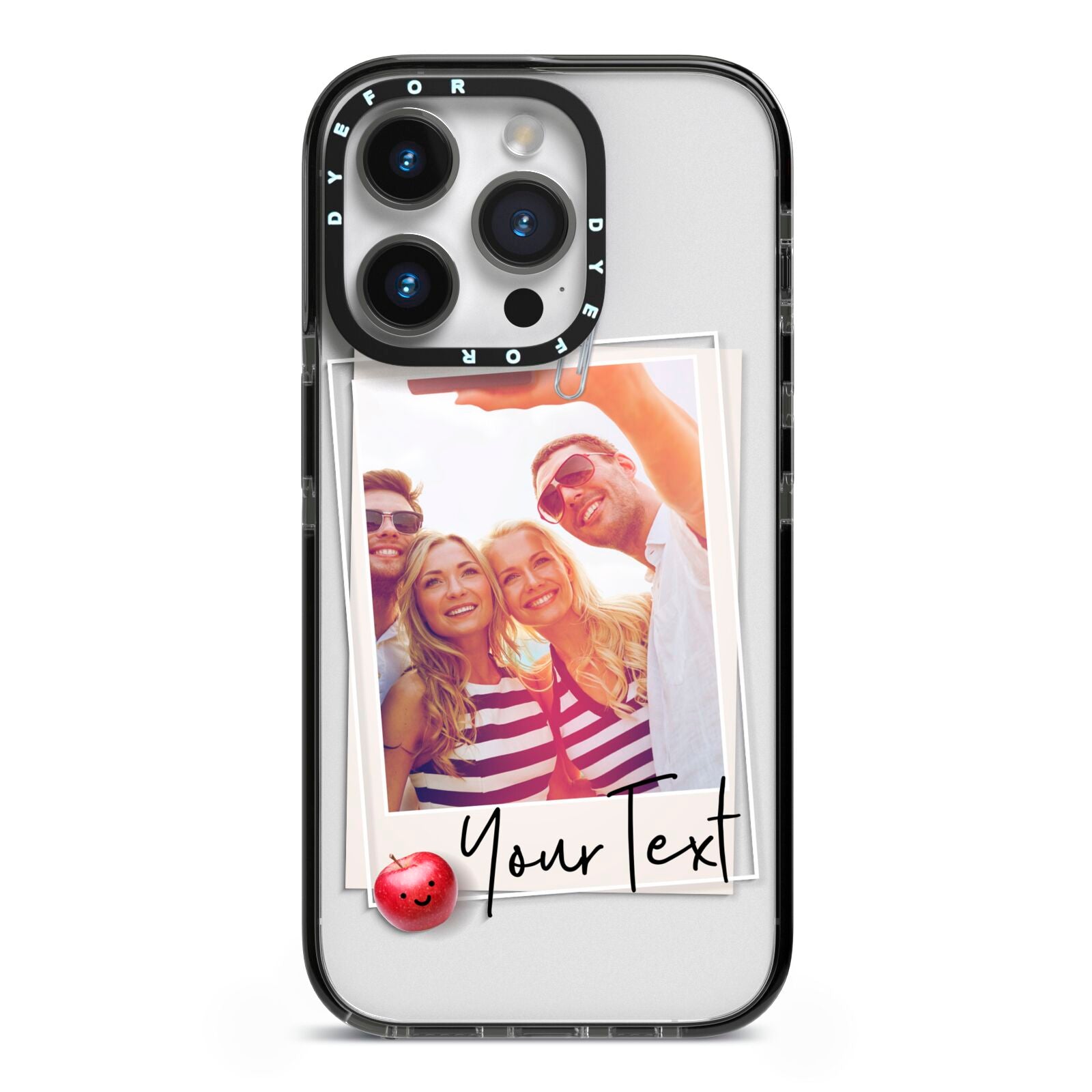 Photograph and Name iPhone 14 Pro Black Impact Case on Silver phone