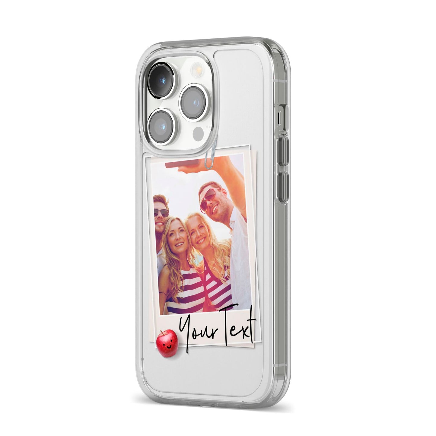 Photograph and Name iPhone 14 Pro Clear Tough Case Silver Angled Image