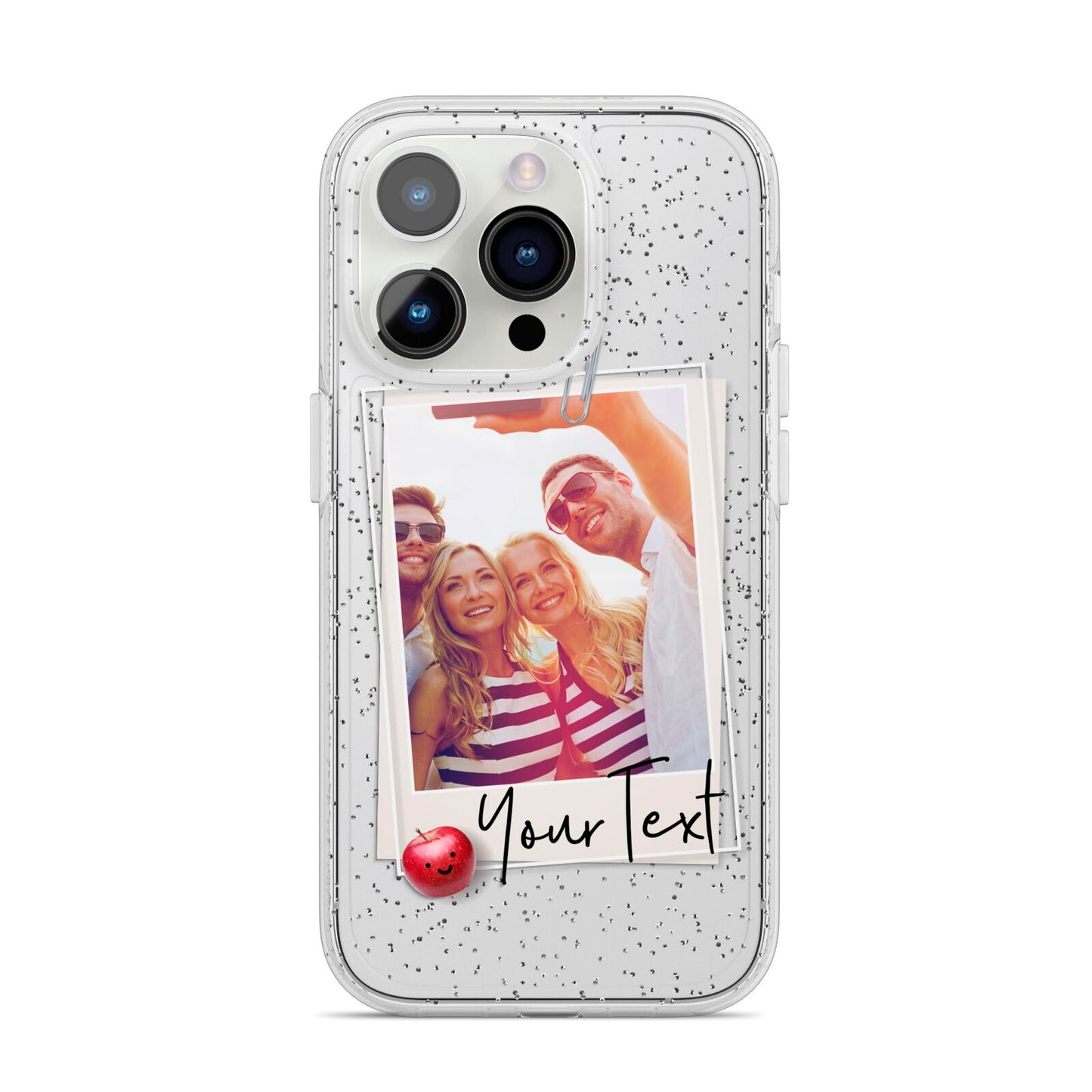 Photograph and Name iPhone 14 Pro Glitter Tough Case Silver
