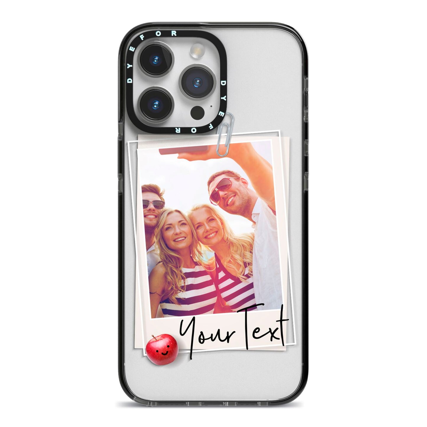 Photograph and Name iPhone 14 Pro Max Black Impact Case on Silver phone