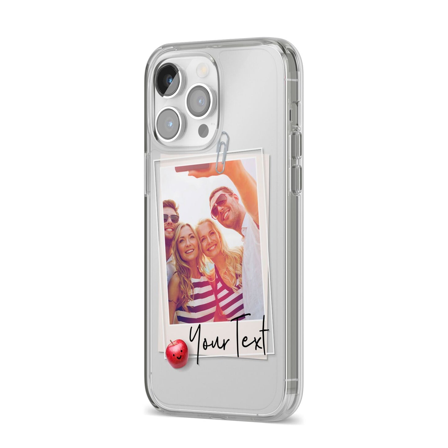 Photograph and Name iPhone 14 Pro Max Clear Tough Case Silver Angled Image