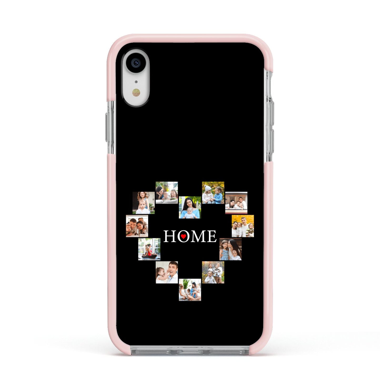 Photos of Home Personalised Apple iPhone XR Impact Case Pink Edge on Silver Phone