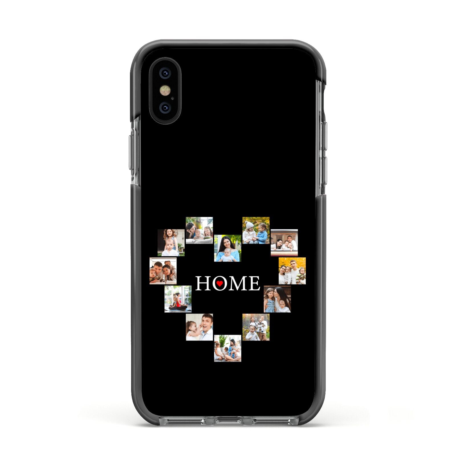 Photos of Home Personalised Apple iPhone Xs Impact Case Black Edge on Black Phone