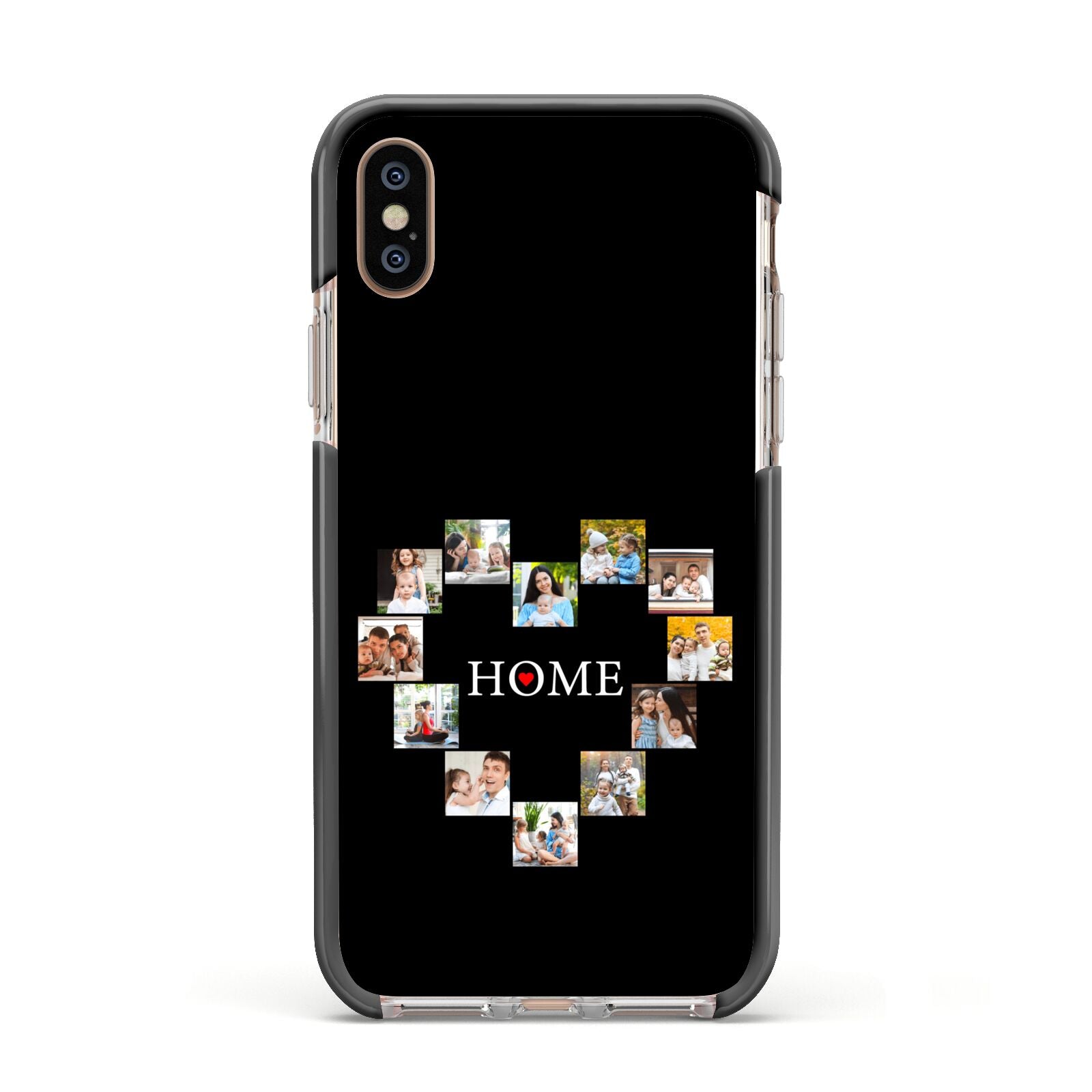 Photos of Home Personalised Apple iPhone Xs Impact Case Black Edge on Gold Phone