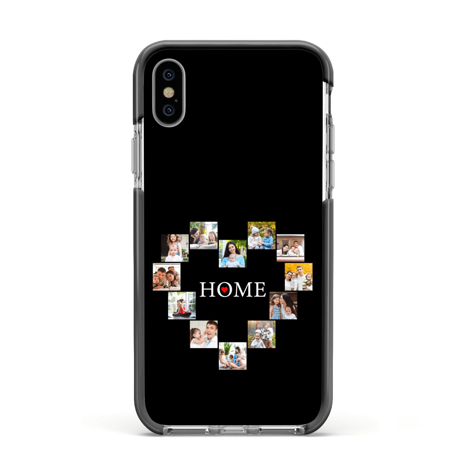 Photos of Home Personalised Apple iPhone Xs Impact Case Black Edge on Silver Phone