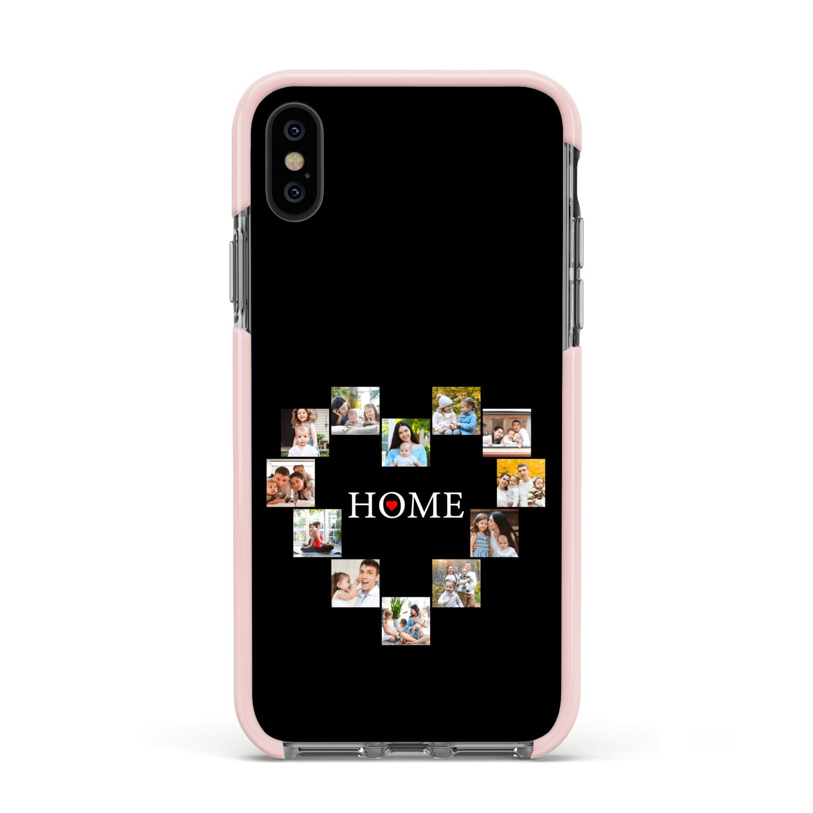 Photos of Home Personalised Apple iPhone Xs Impact Case Pink Edge on Black Phone