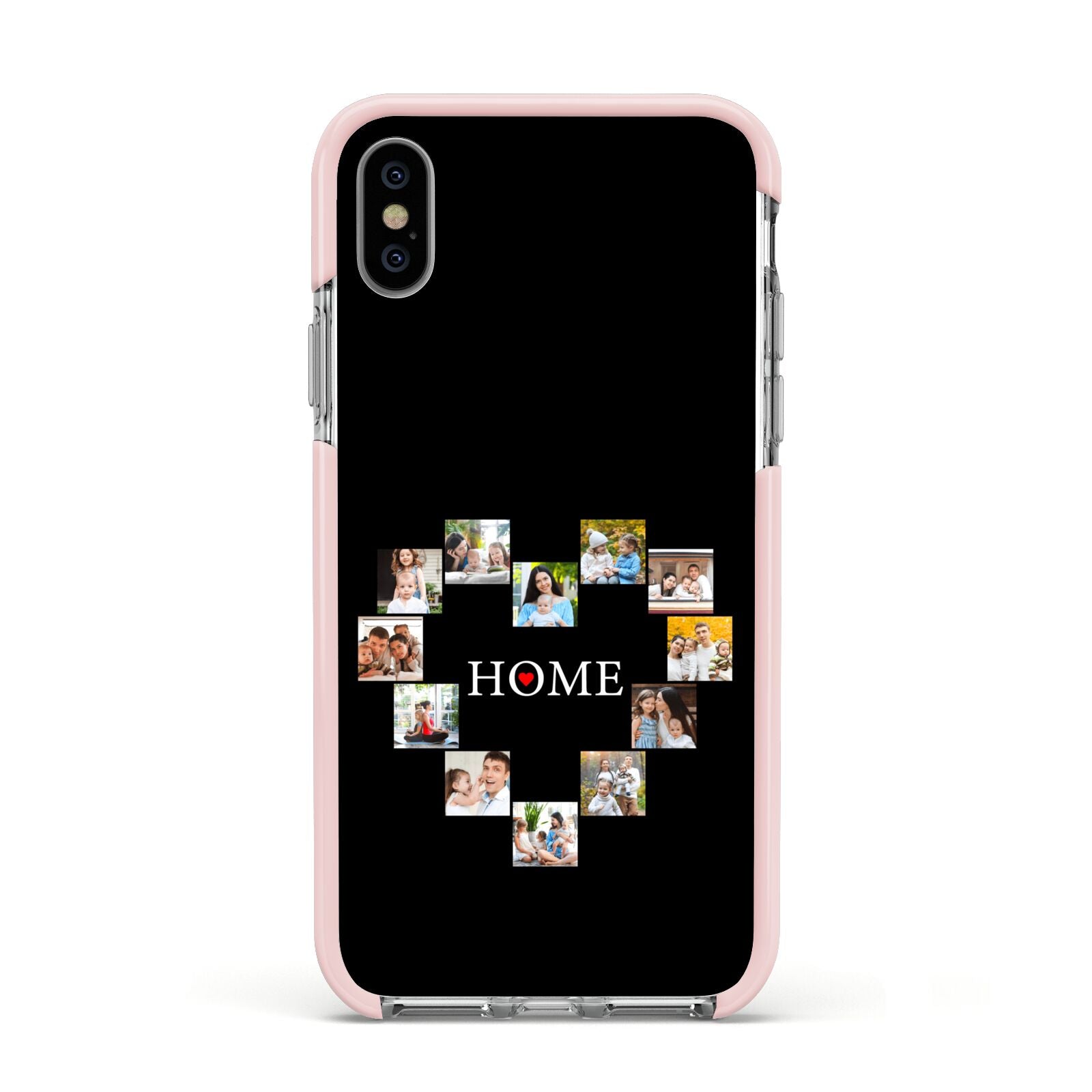 Photos of Home Personalised Apple iPhone Xs Impact Case Pink Edge on Silver Phone