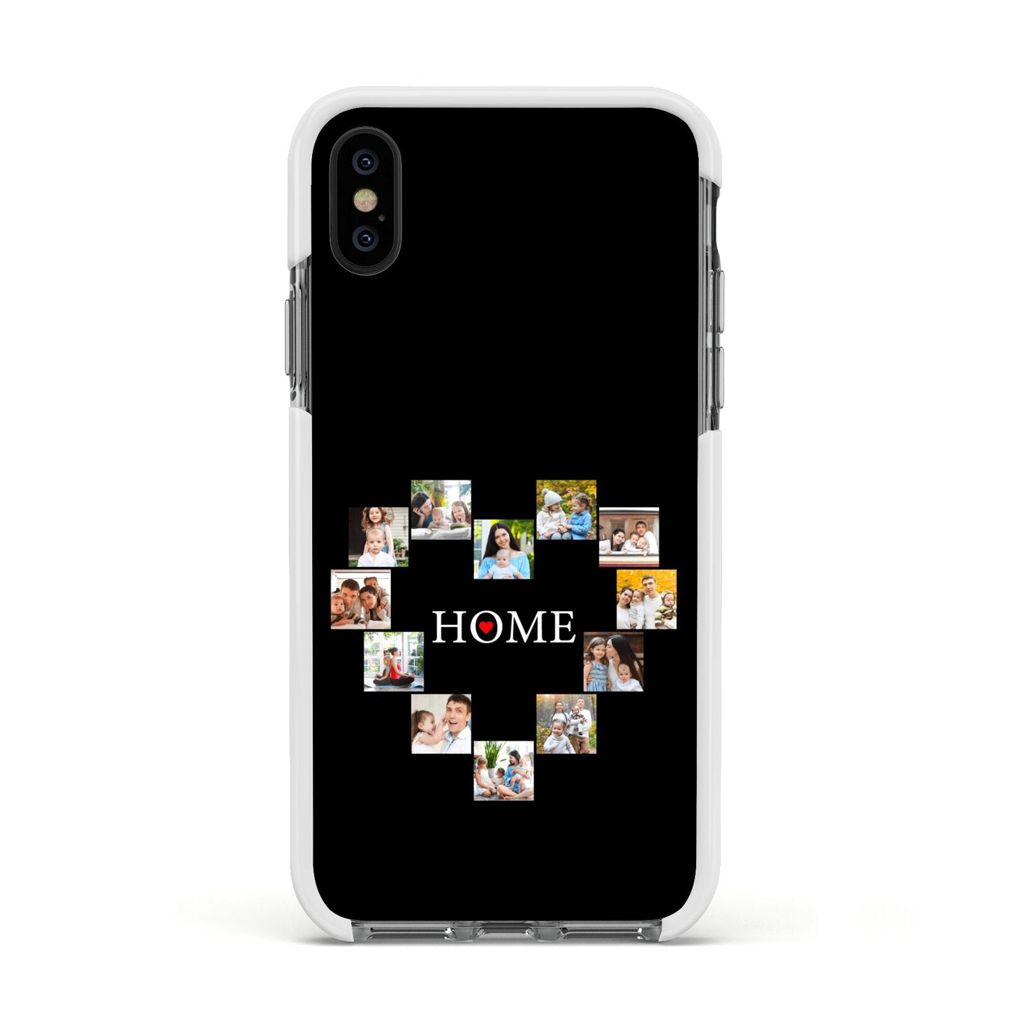 Photos of Home Personalised Apple iPhone Xs Impact Case White Edge on Black Phone