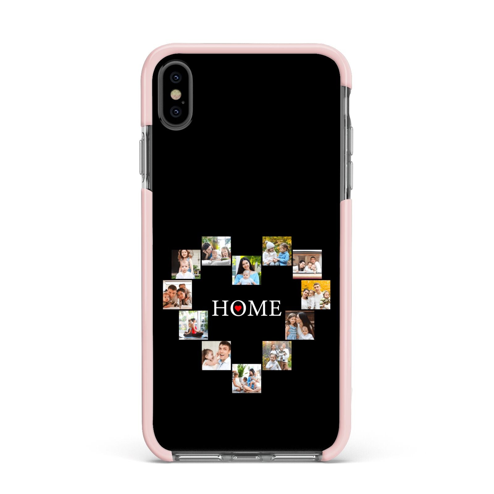 Photos of Home Personalised Apple iPhone Xs Max Impact Case Pink Edge on Black Phone
