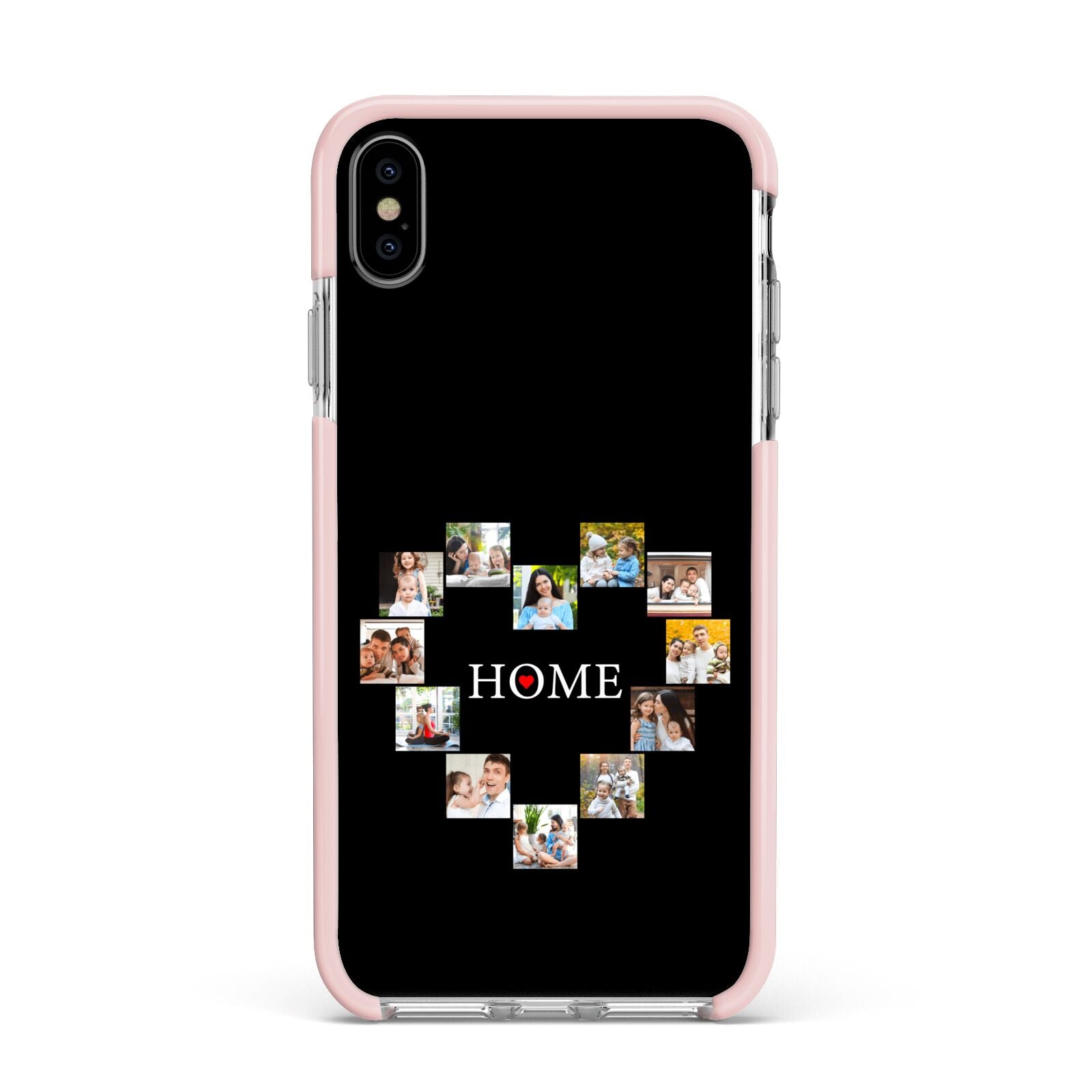 Photos of Home Personalised Apple iPhone Xs Max Impact Case Pink Edge on Silver Phone