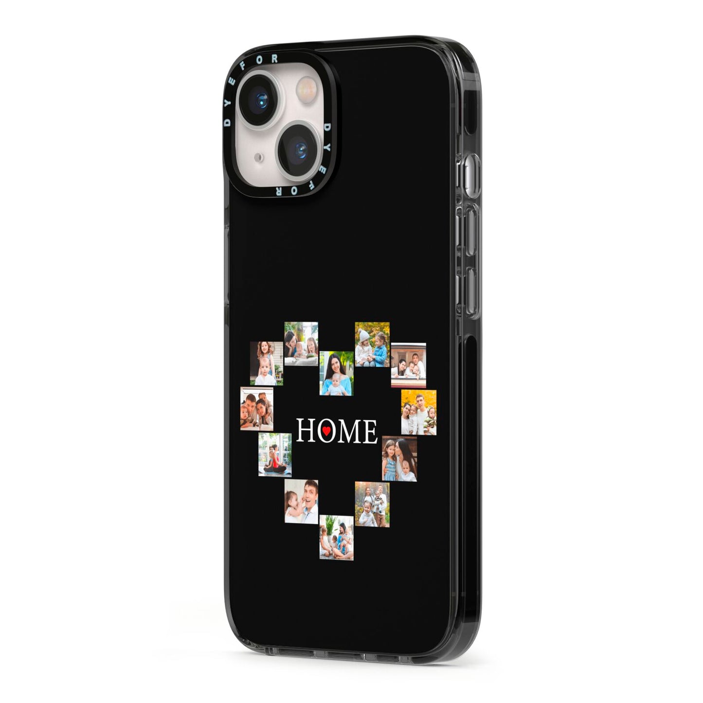 Photos of Home Personalised iPhone 13 Black Impact Case Side Angle on Silver phone