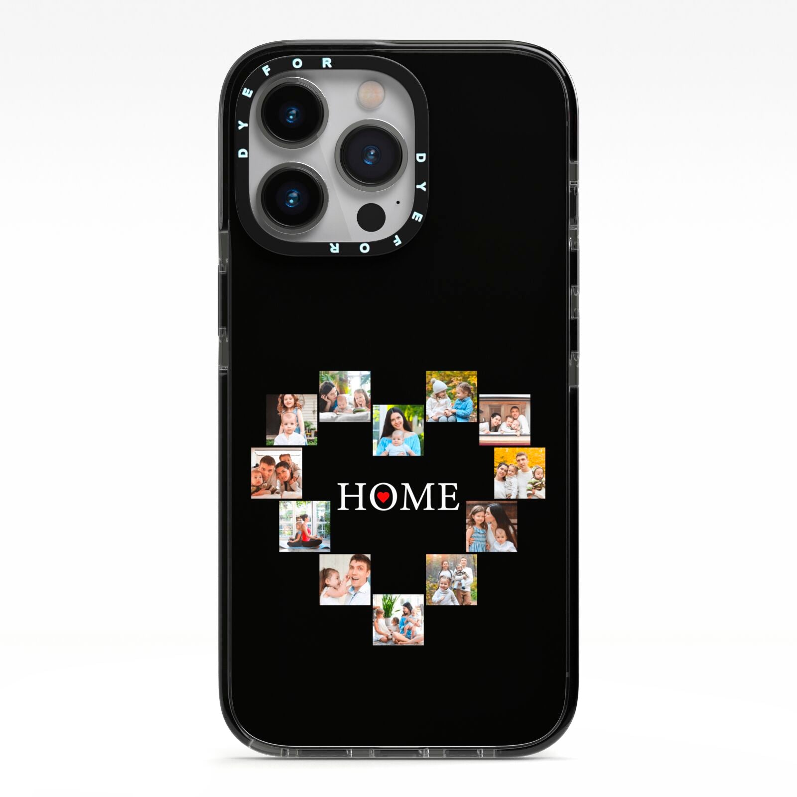 Photos of Home Personalised iPhone 13 Pro Black Impact Case on Silver phone