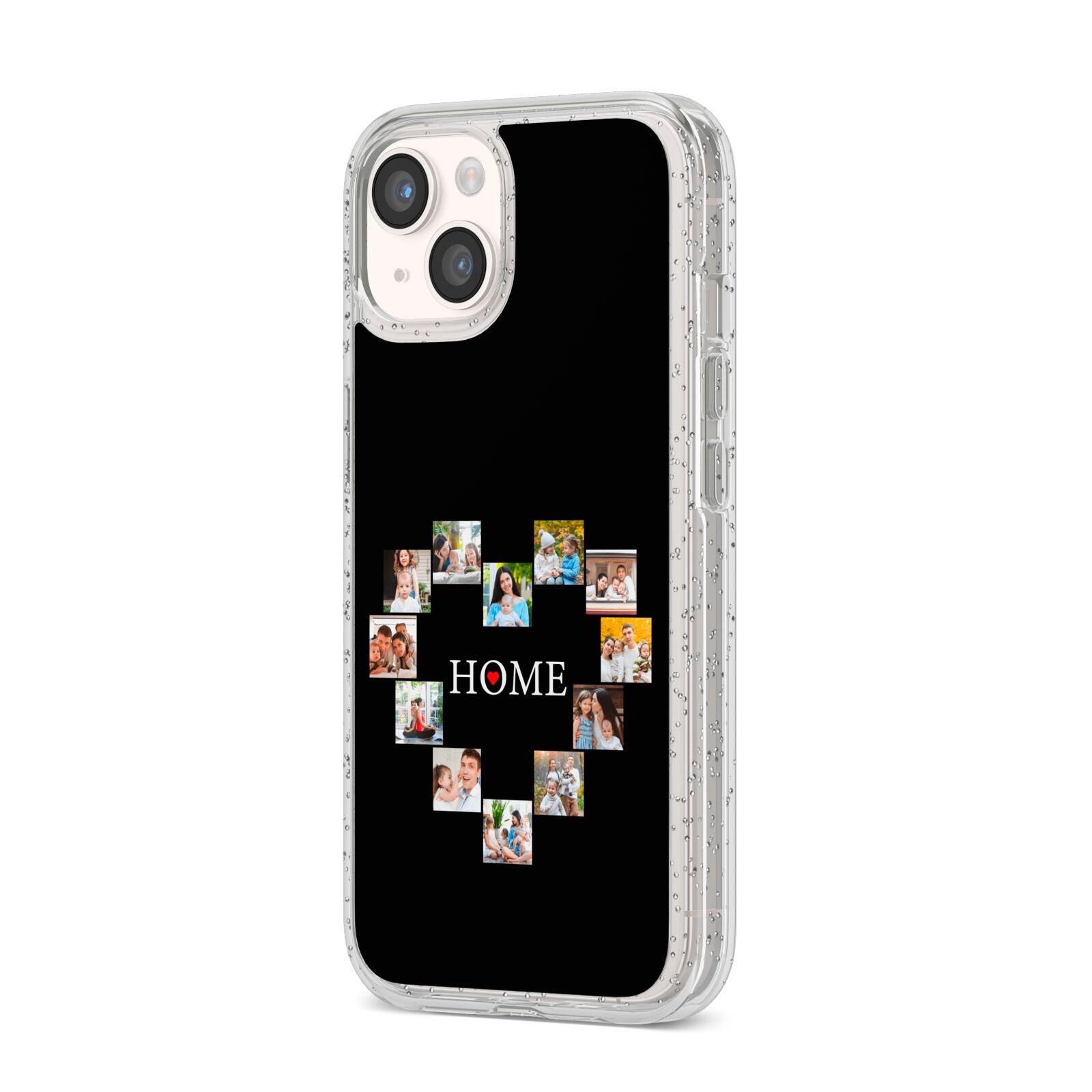 Photos of Home Personalised iPhone 14 Glitter Tough Case Starlight Angled Image