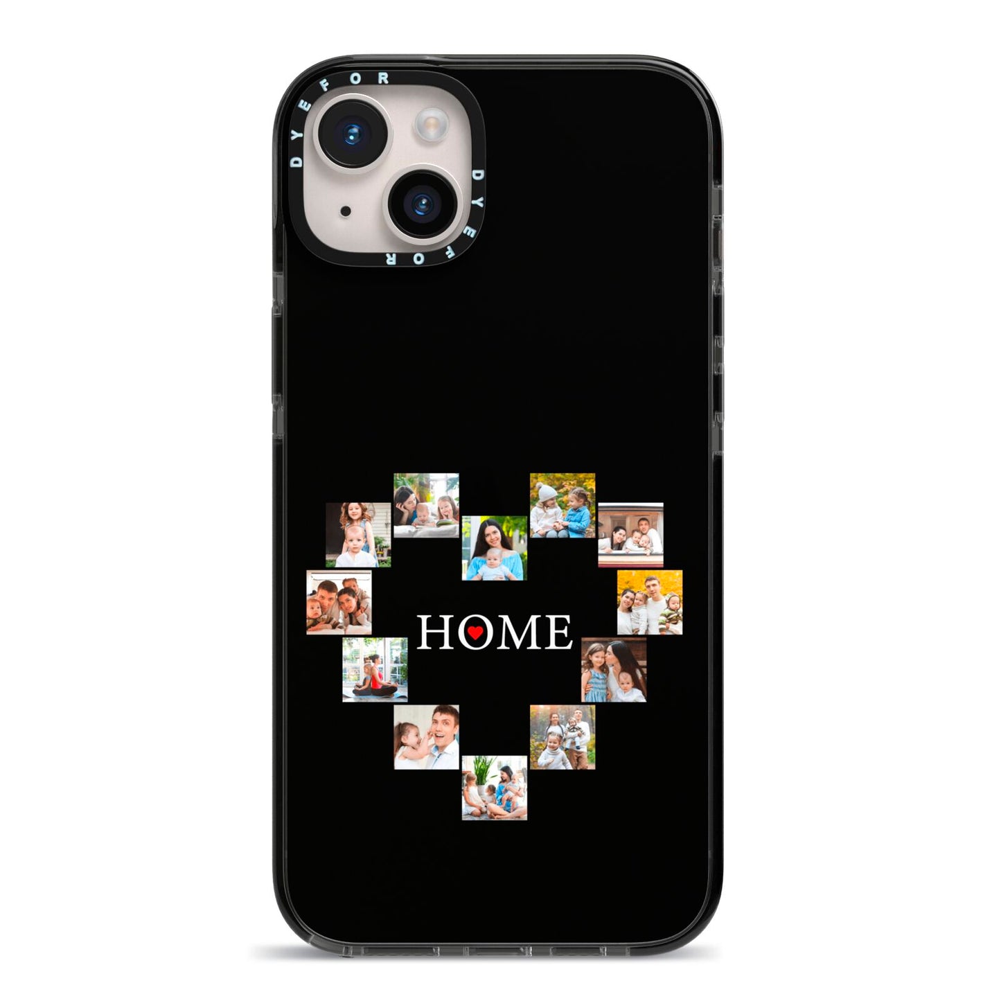 Photos of Home Personalised iPhone 14 Plus Black Impact Case on Silver phone