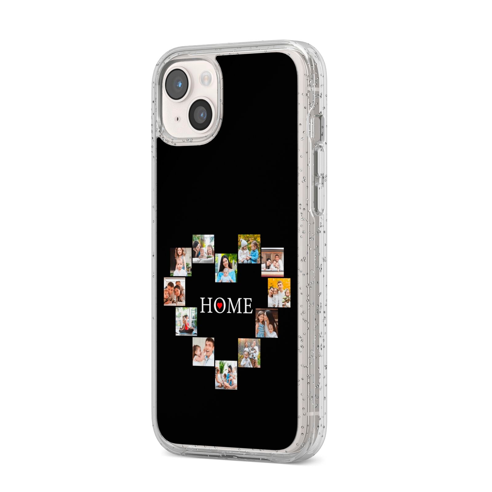 Photos of Home Personalised iPhone 14 Plus Glitter Tough Case Starlight Angled Image