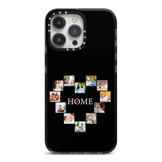 Photos of Home Personalised iPhone 14 Pro Max Black Impact Case on Silver phone