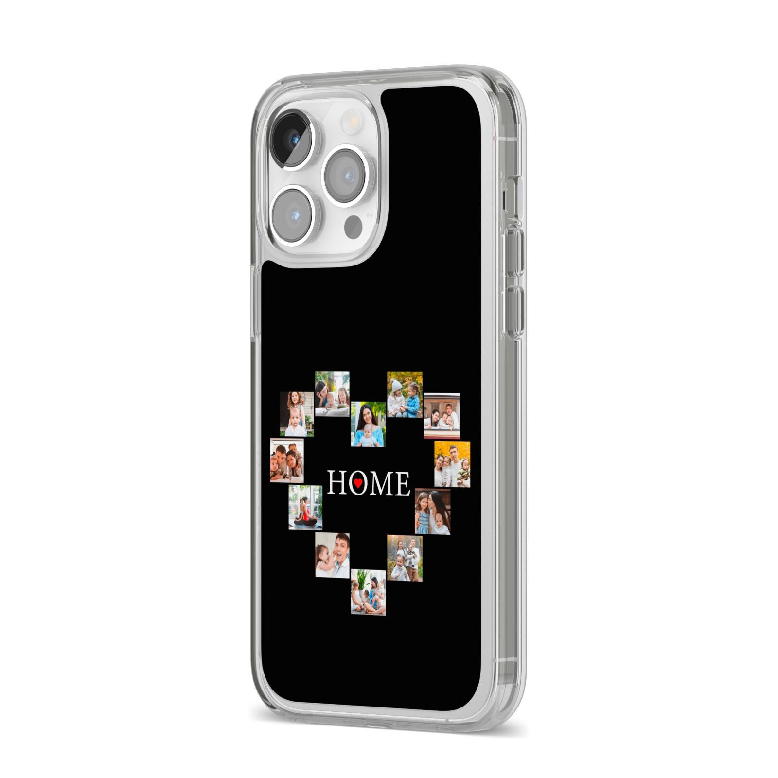 Photos of Home Personalised iPhone 14 Pro Max Clear Tough Case Silver Angled Image