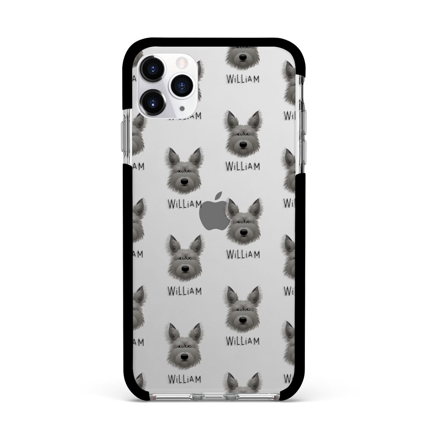 Picardy Sheepdog Icon with Name Apple iPhone 11 Pro Max in Silver with Black Impact Case