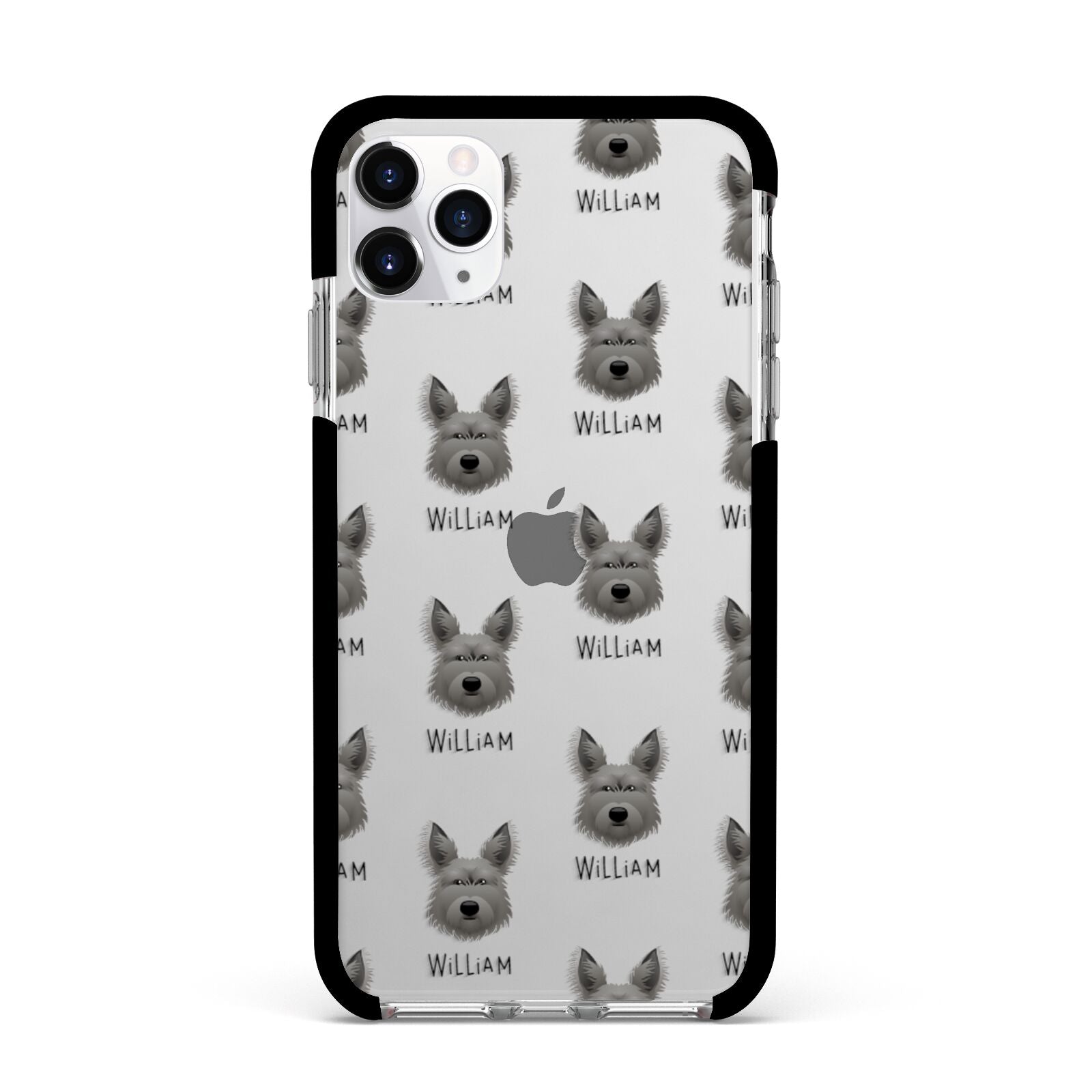 Picardy Sheepdog Icon with Name Apple iPhone 11 Pro Max in Silver with Black Impact Case