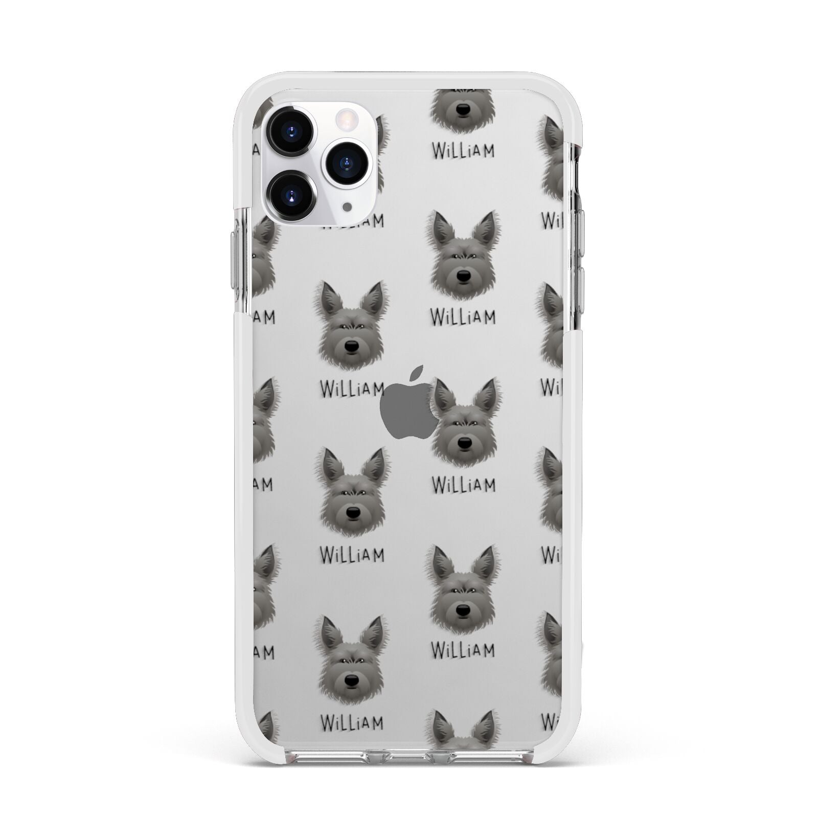 Picardy Sheepdog Icon with Name Apple iPhone 11 Pro Max in Silver with White Impact Case