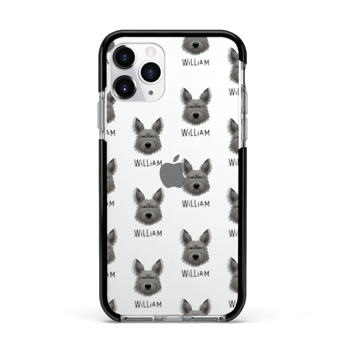 Picardy Sheepdog Icon with Name Apple iPhone 11 Pro in Silver with Black Impact Case