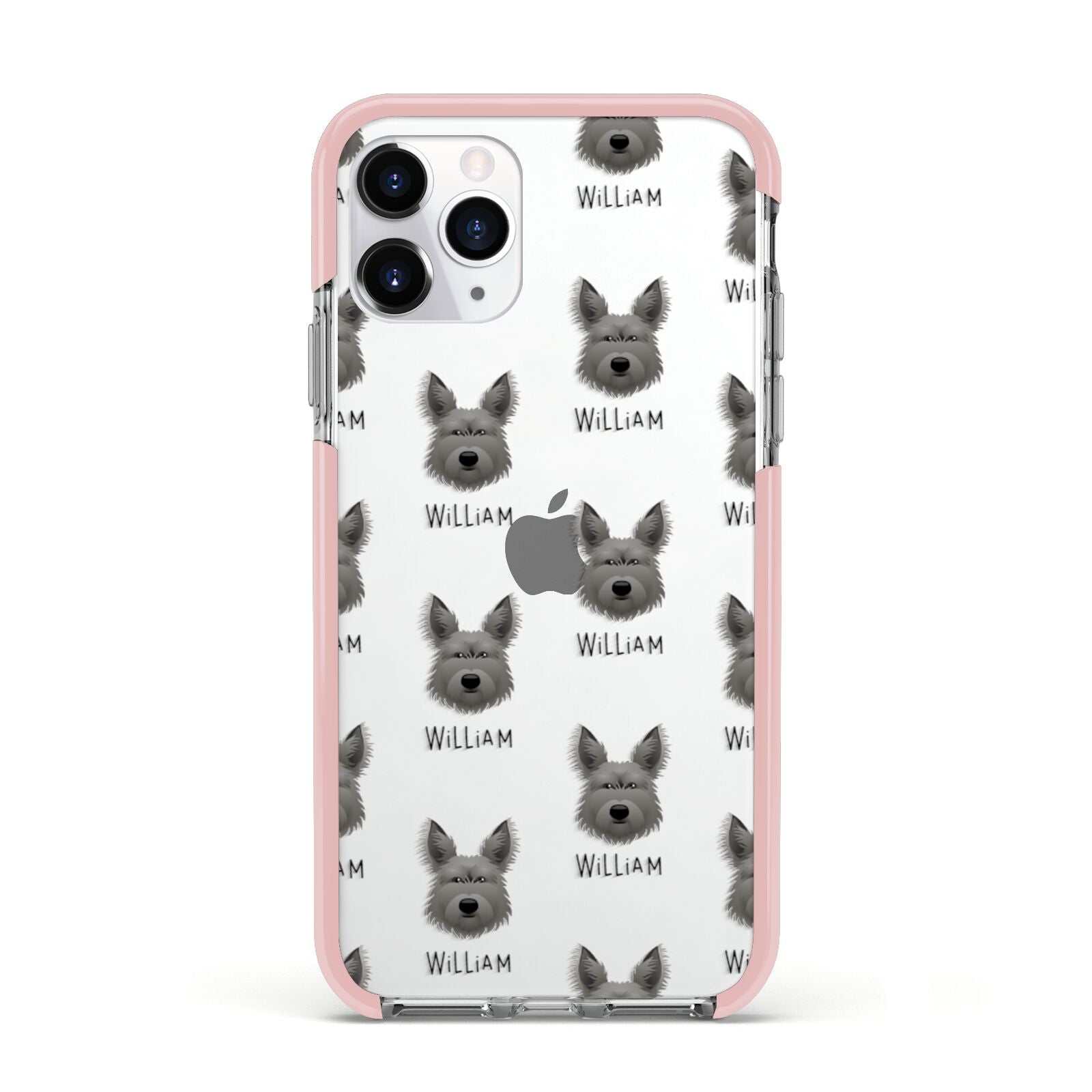 Picardy Sheepdog Icon with Name Apple iPhone 11 Pro in Silver with Pink Impact Case