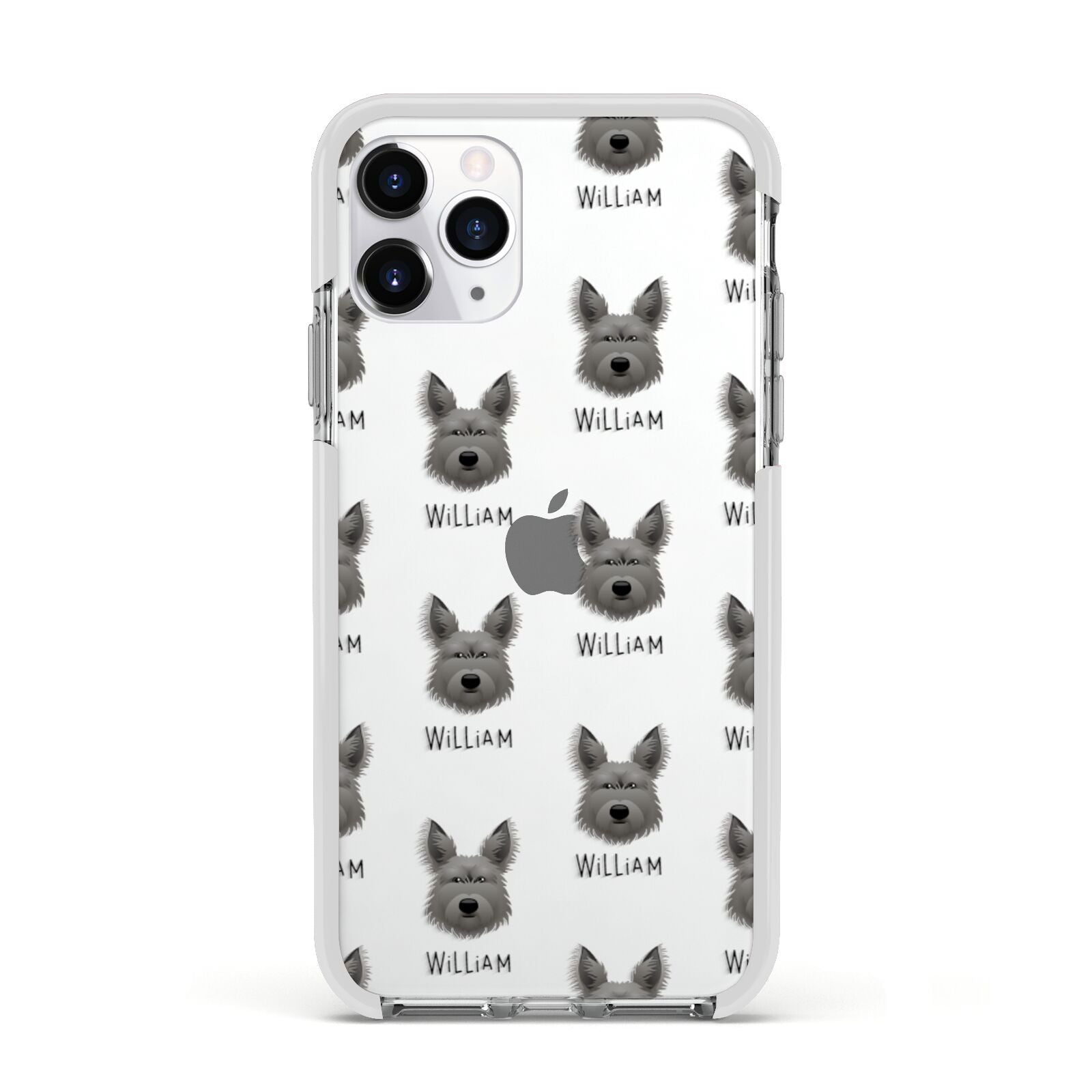 Picardy Sheepdog Icon with Name Apple iPhone 11 Pro in Silver with White Impact Case