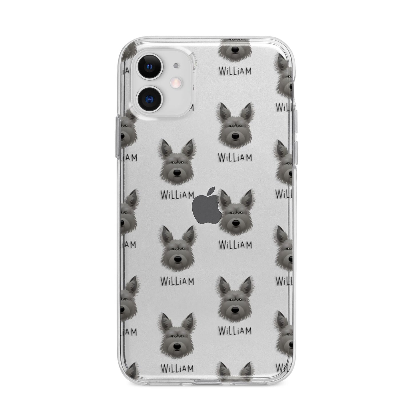 Picardy Sheepdog Icon with Name Apple iPhone 11 in White with Bumper Case