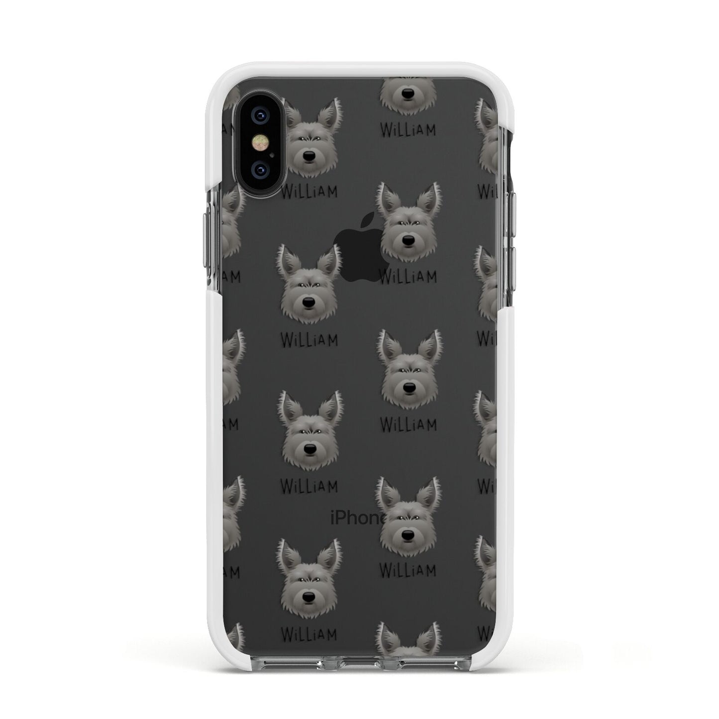 Picardy Sheepdog Icon with Name Apple iPhone Xs Impact Case White Edge on Black Phone