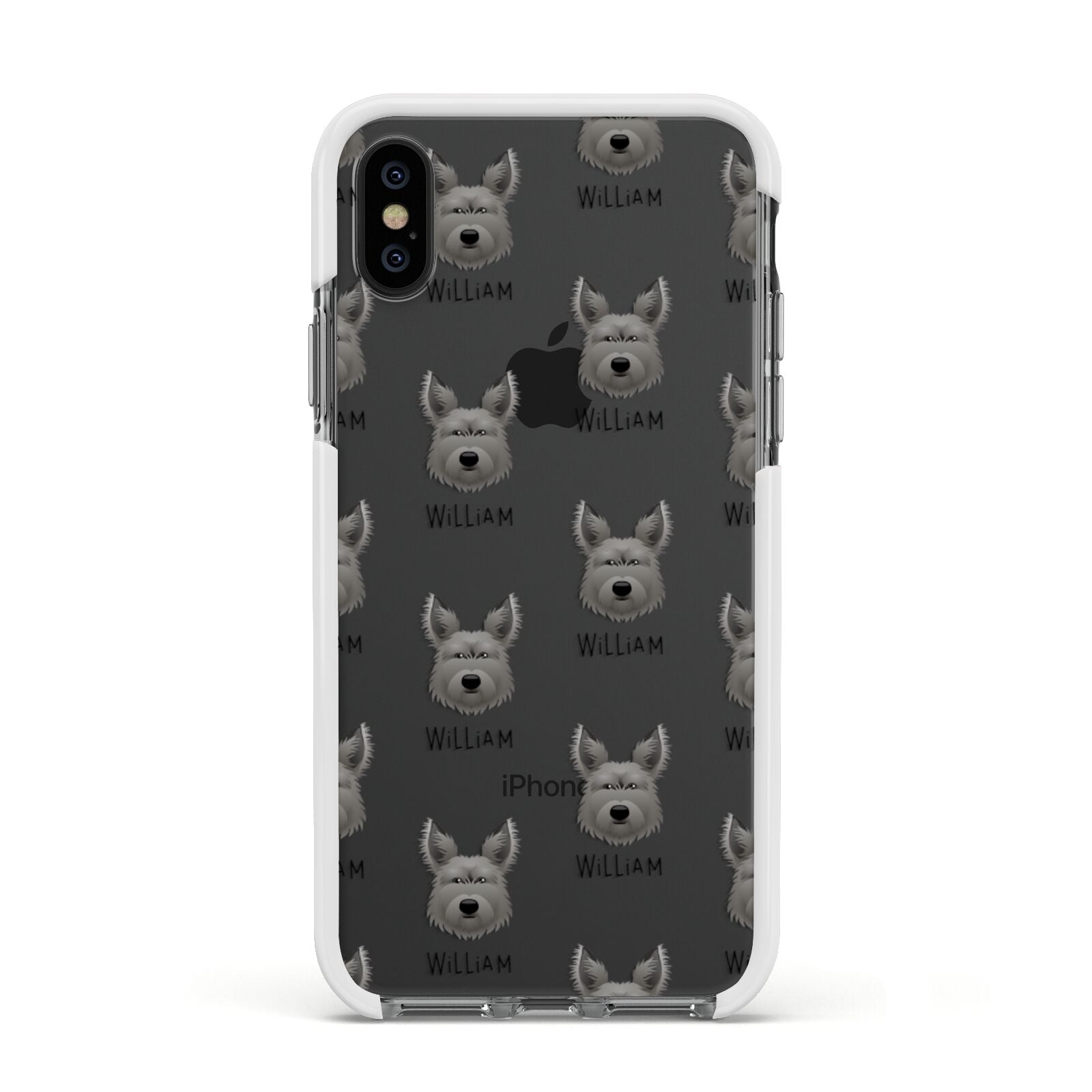 Picardy Sheepdog Icon with Name Apple iPhone Xs Impact Case White Edge on Black Phone