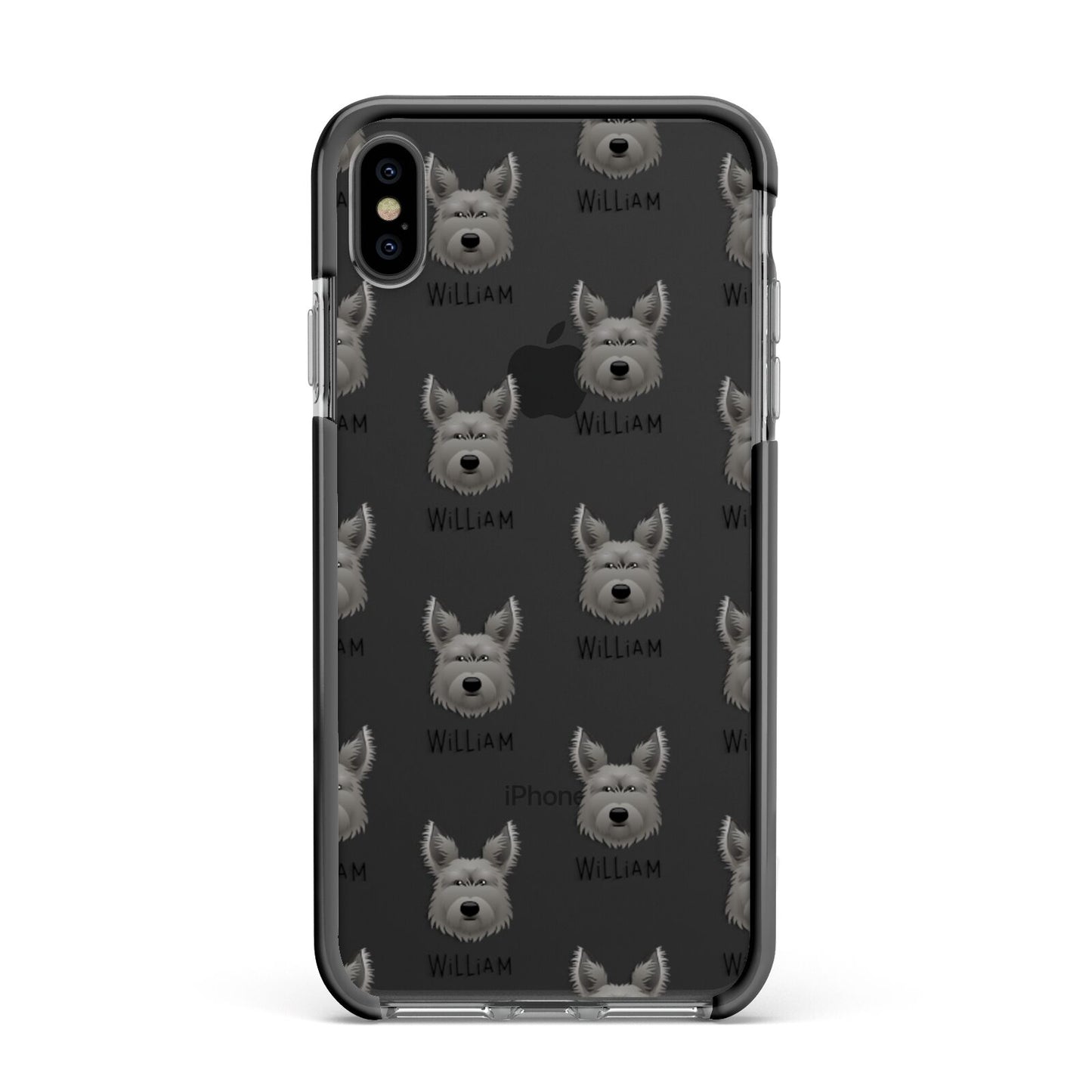 Picardy Sheepdog Icon with Name Apple iPhone Xs Max Impact Case Black Edge on Black Phone