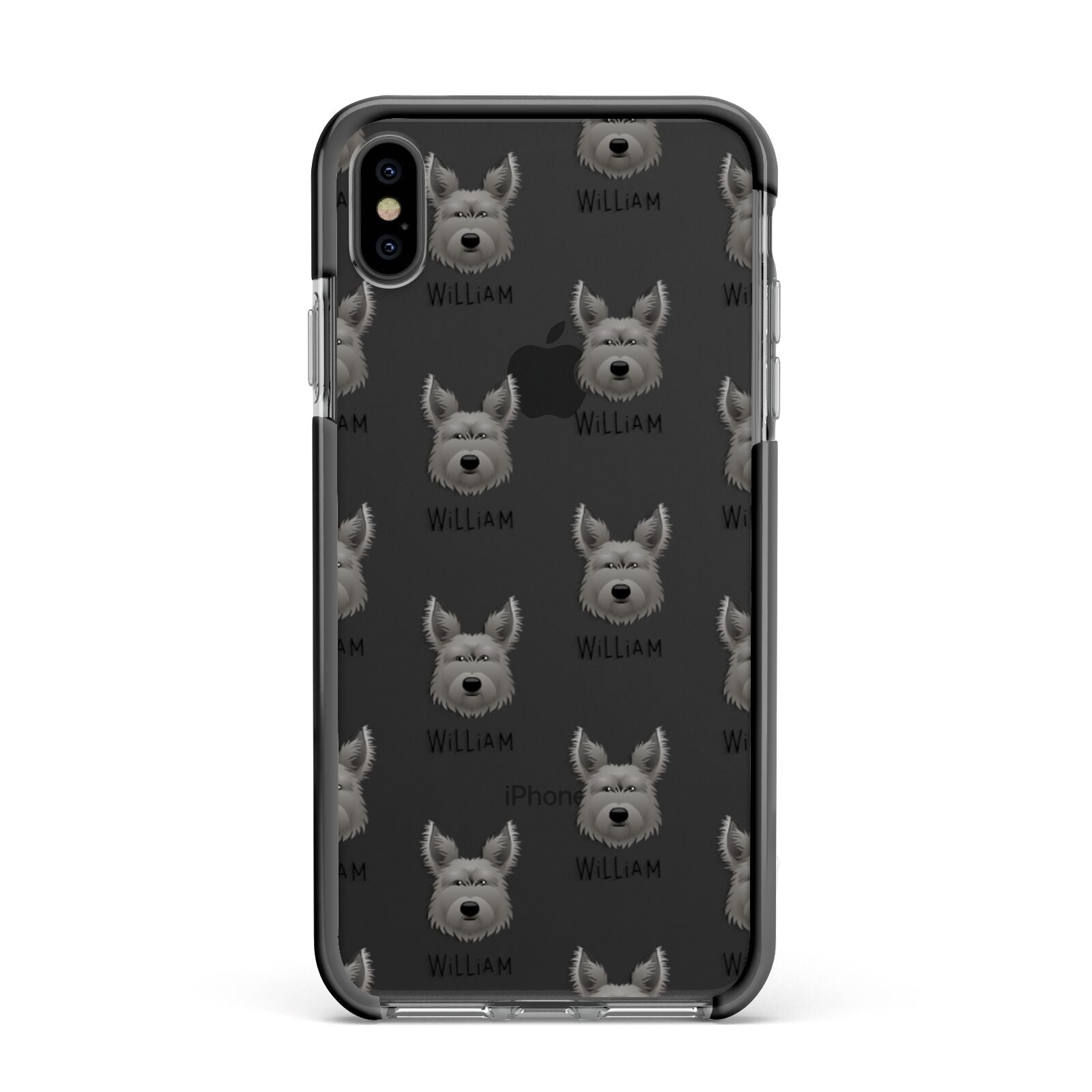 Picardy Sheepdog Icon with Name Apple iPhone Xs Max Impact Case Black Edge on Black Phone
