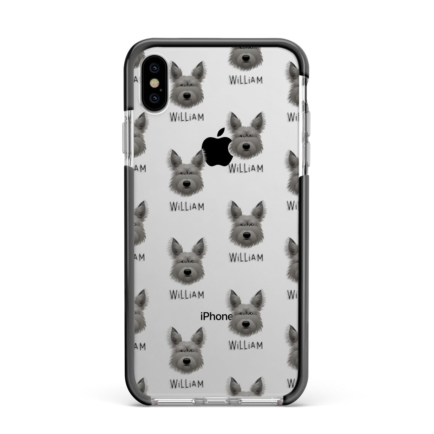 Picardy Sheepdog Icon with Name Apple iPhone Xs Max Impact Case Black Edge on Silver Phone