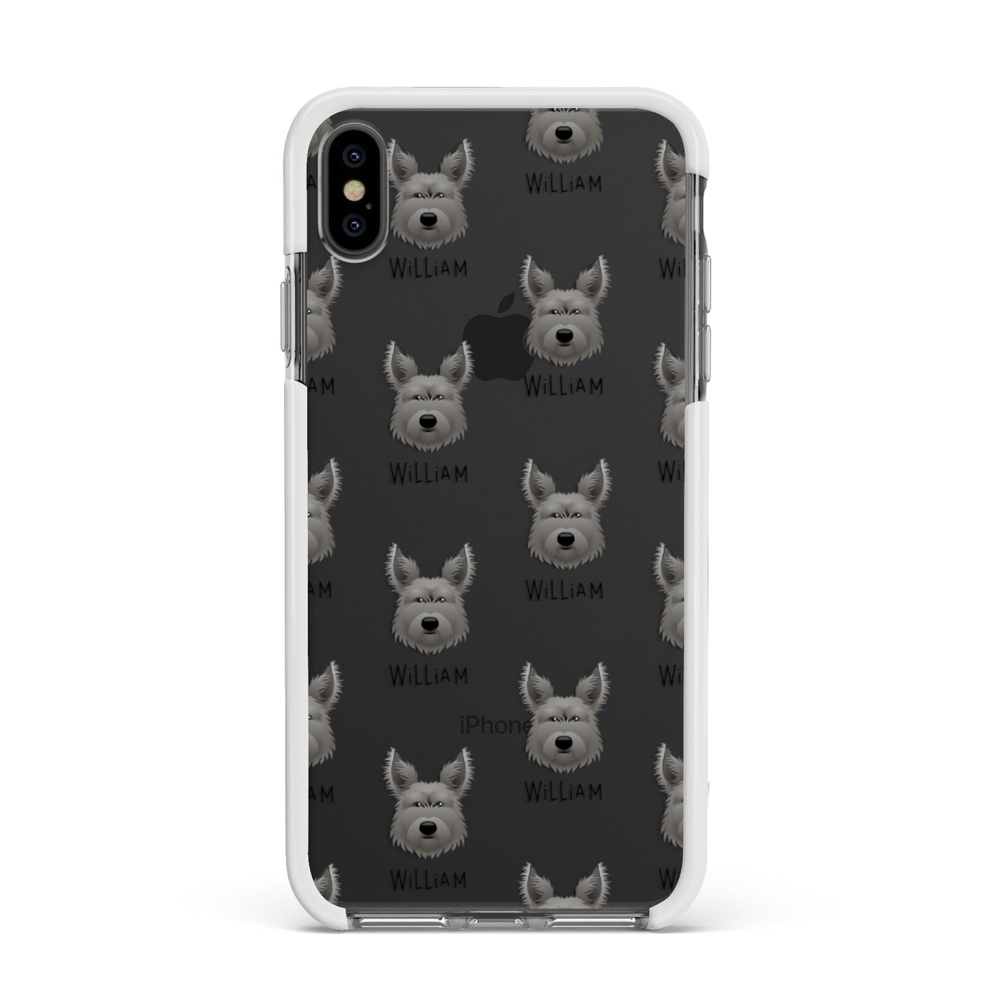 Picardy Sheepdog Icon with Name Apple iPhone Xs Max Impact Case White Edge on Black Phone