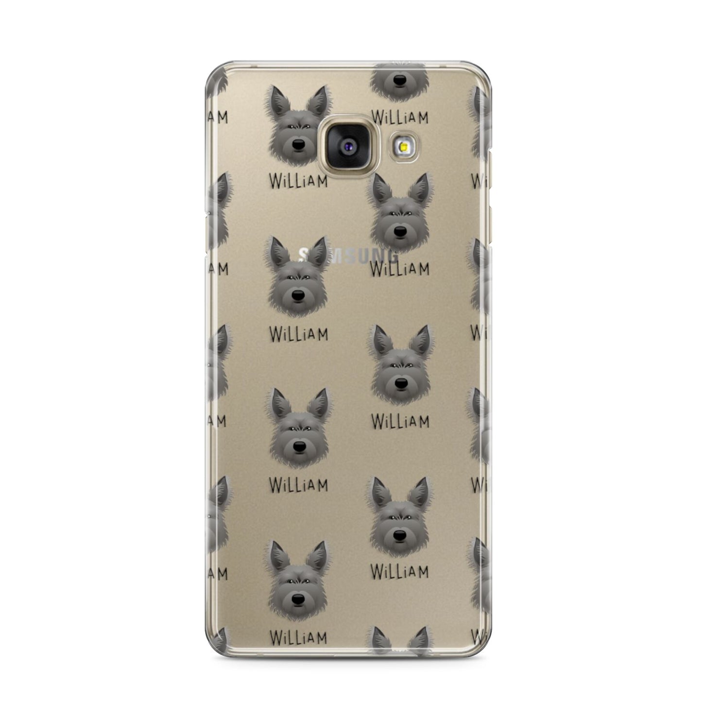 Picardy Sheepdog Icon with Name Samsung Galaxy A3 2016 Case on gold phone