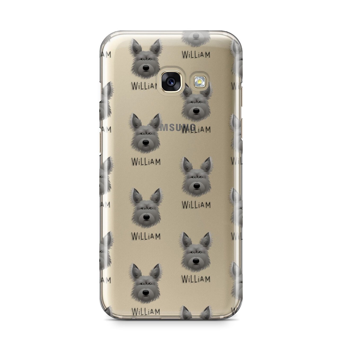 Picardy Sheepdog Icon with Name Samsung Galaxy A3 2017 Case on gold phone