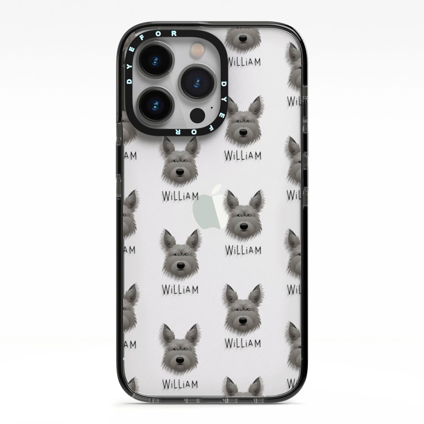 Picardy Sheepdog Icon with Name iPhone 13 Pro Black Impact Case on Silver phone