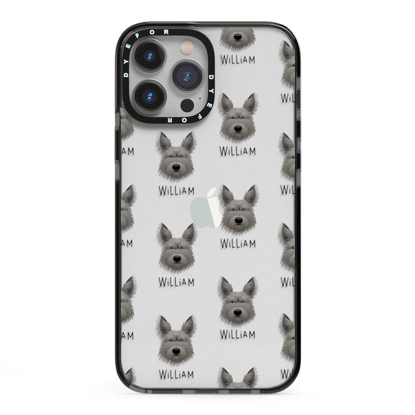 Picardy Sheepdog Icon with Name iPhone 13 Pro Max Black Impact Case on Silver phone