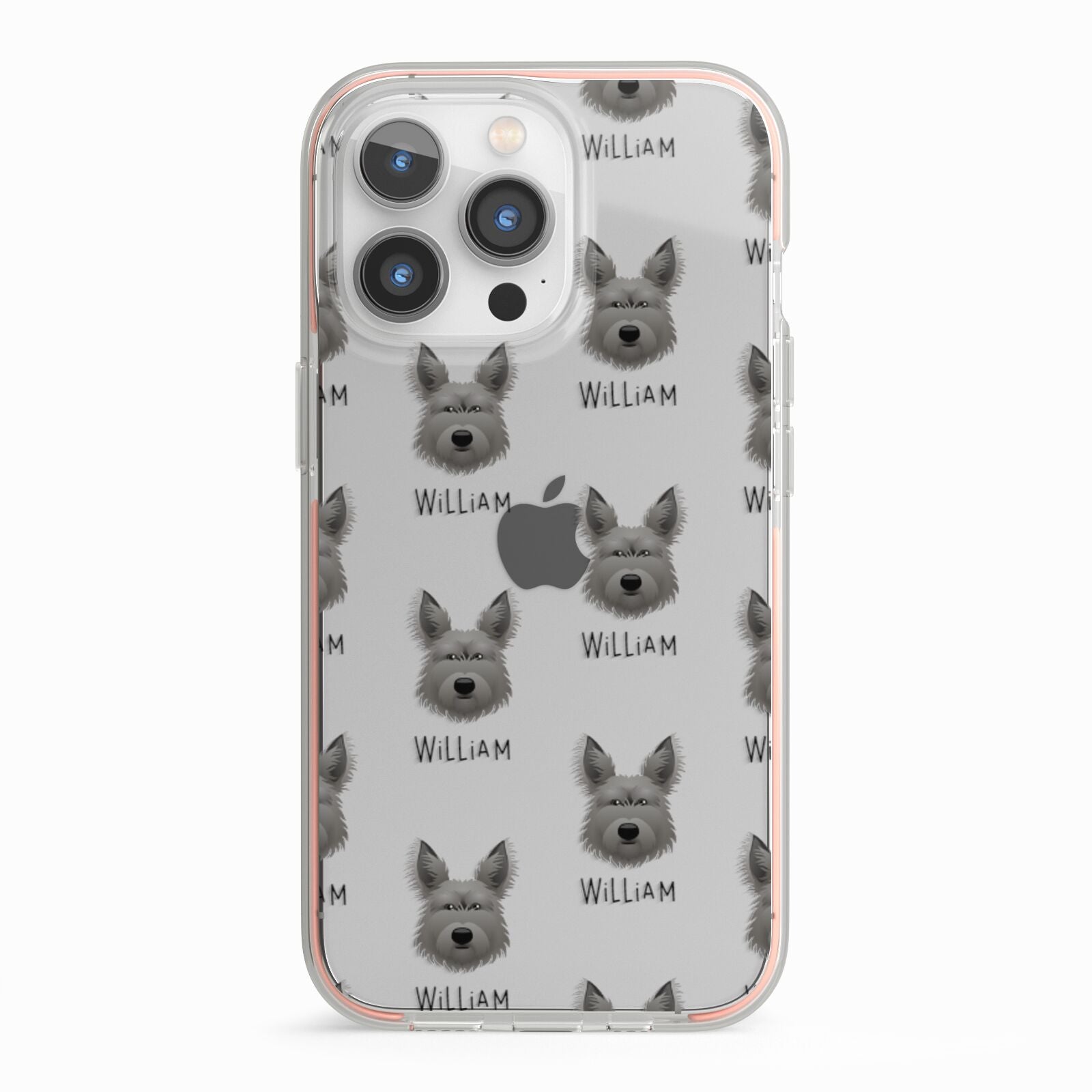 Picardy Sheepdog Icon with Name iPhone 13 Pro TPU Impact Case with Pink Edges