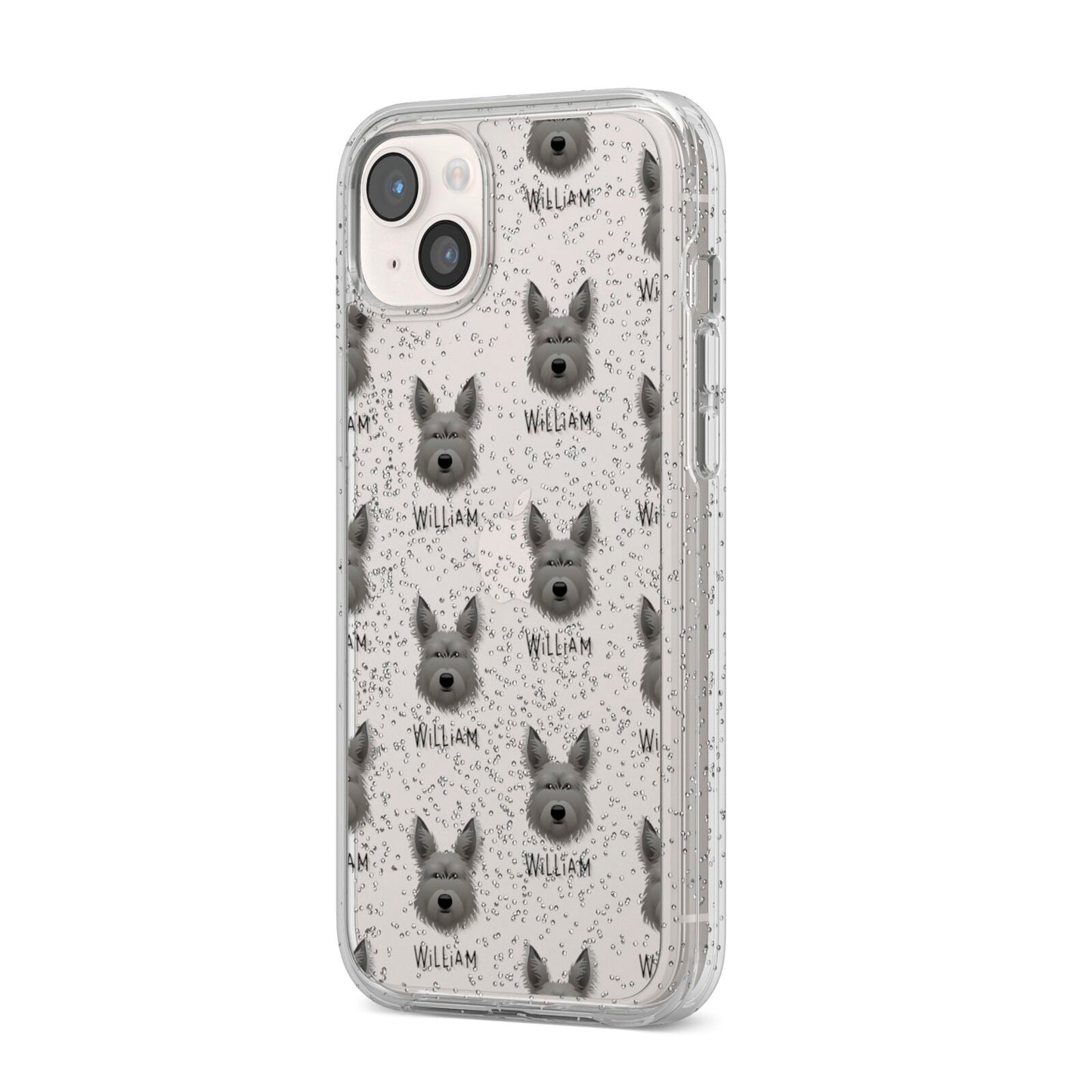 Picardy Sheepdog Icon with Name iPhone 14 Plus Glitter Tough Case Starlight Angled Image