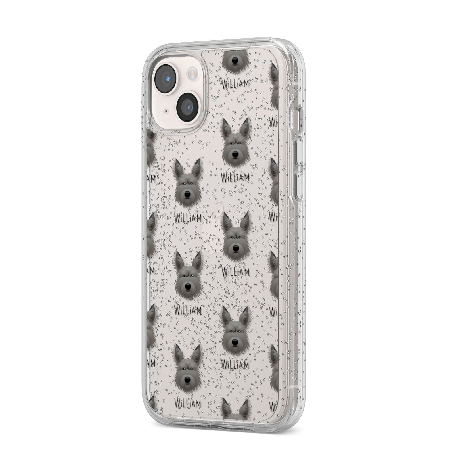 Picardy Sheepdog Icon with Name iPhone 14 Plus Glitter Tough Case Starlight Angled Image