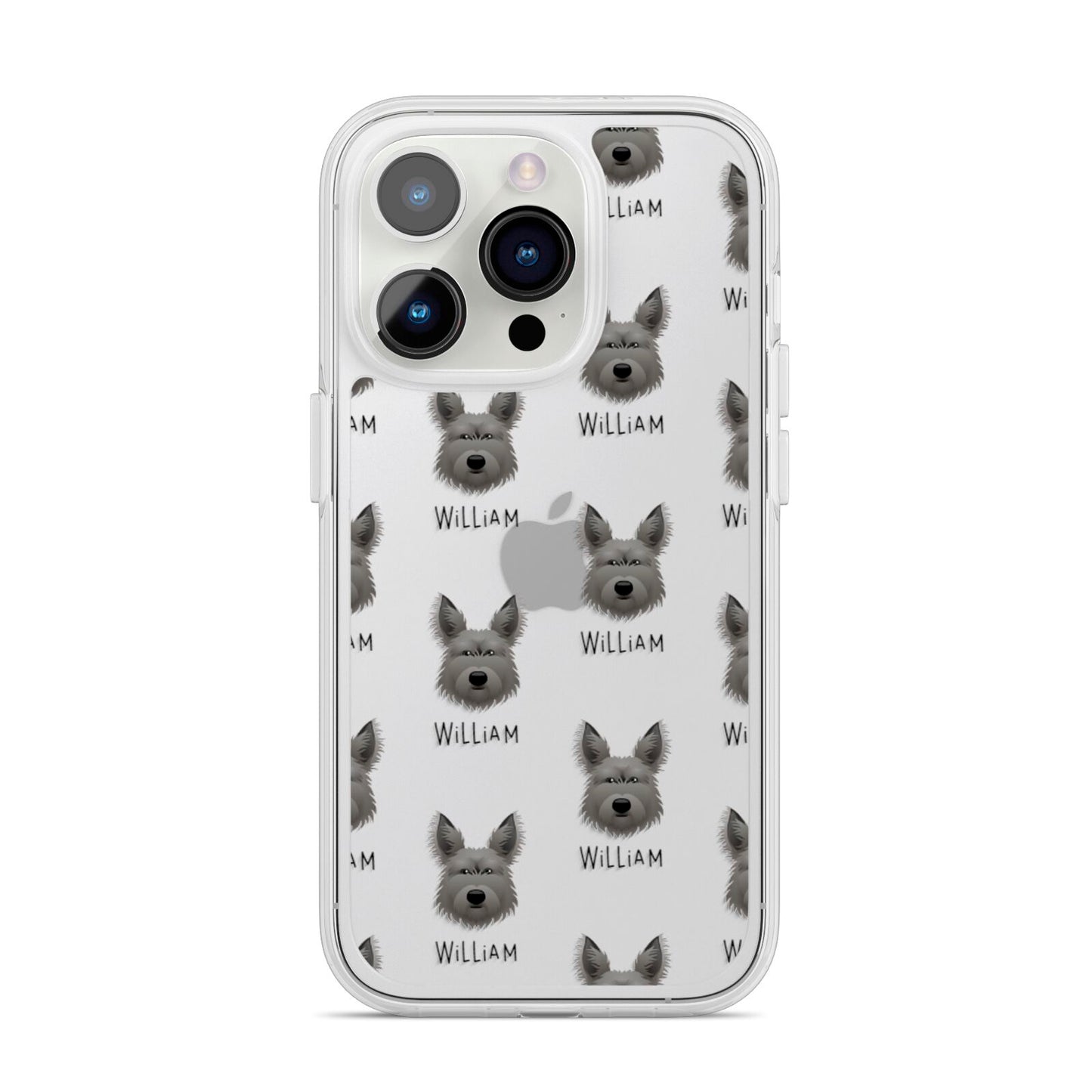 Picardy Sheepdog Icon with Name iPhone 14 Pro Clear Tough Case Silver
