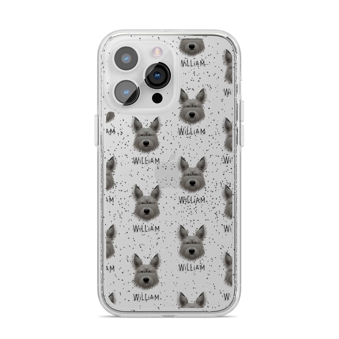 Picardy Sheepdog Icon with Name iPhone 14 Pro Max Glitter Tough Case Silver