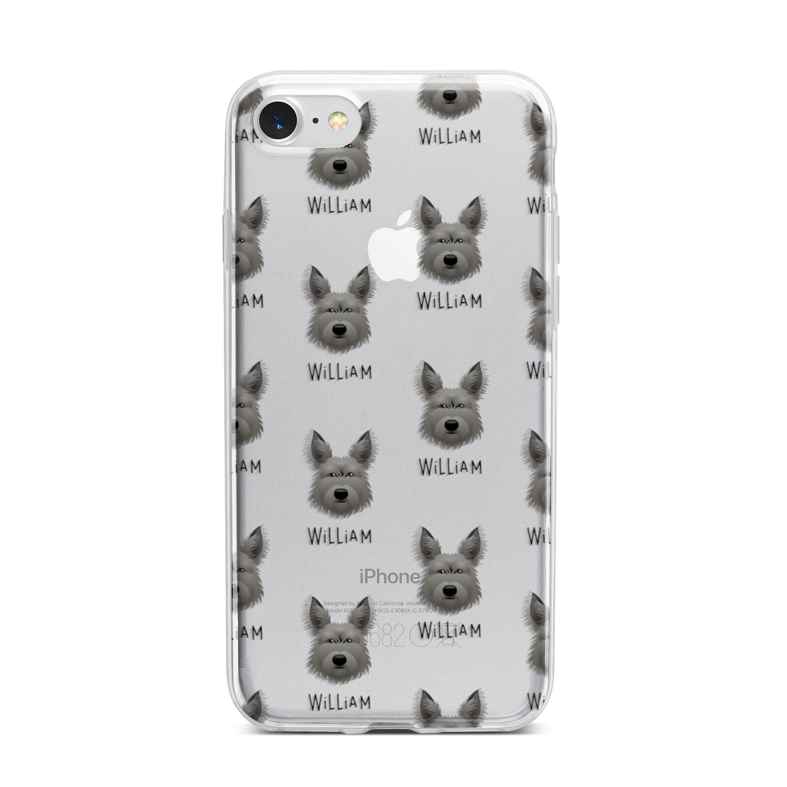 Picardy Sheepdog Icon with Name iPhone 7 Bumper Case on Silver iPhone