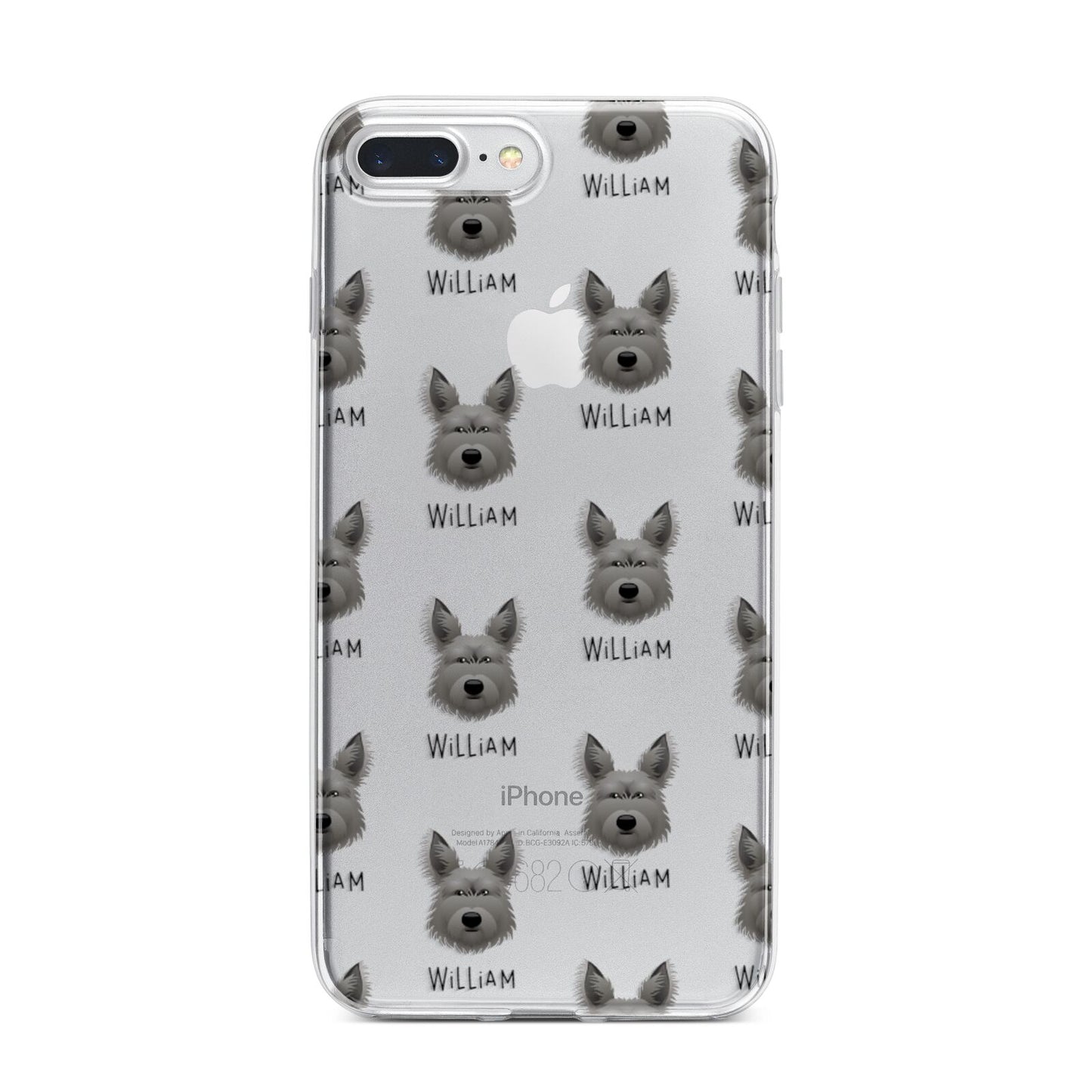 Picardy Sheepdog Icon with Name iPhone 7 Plus Bumper Case on Silver iPhone